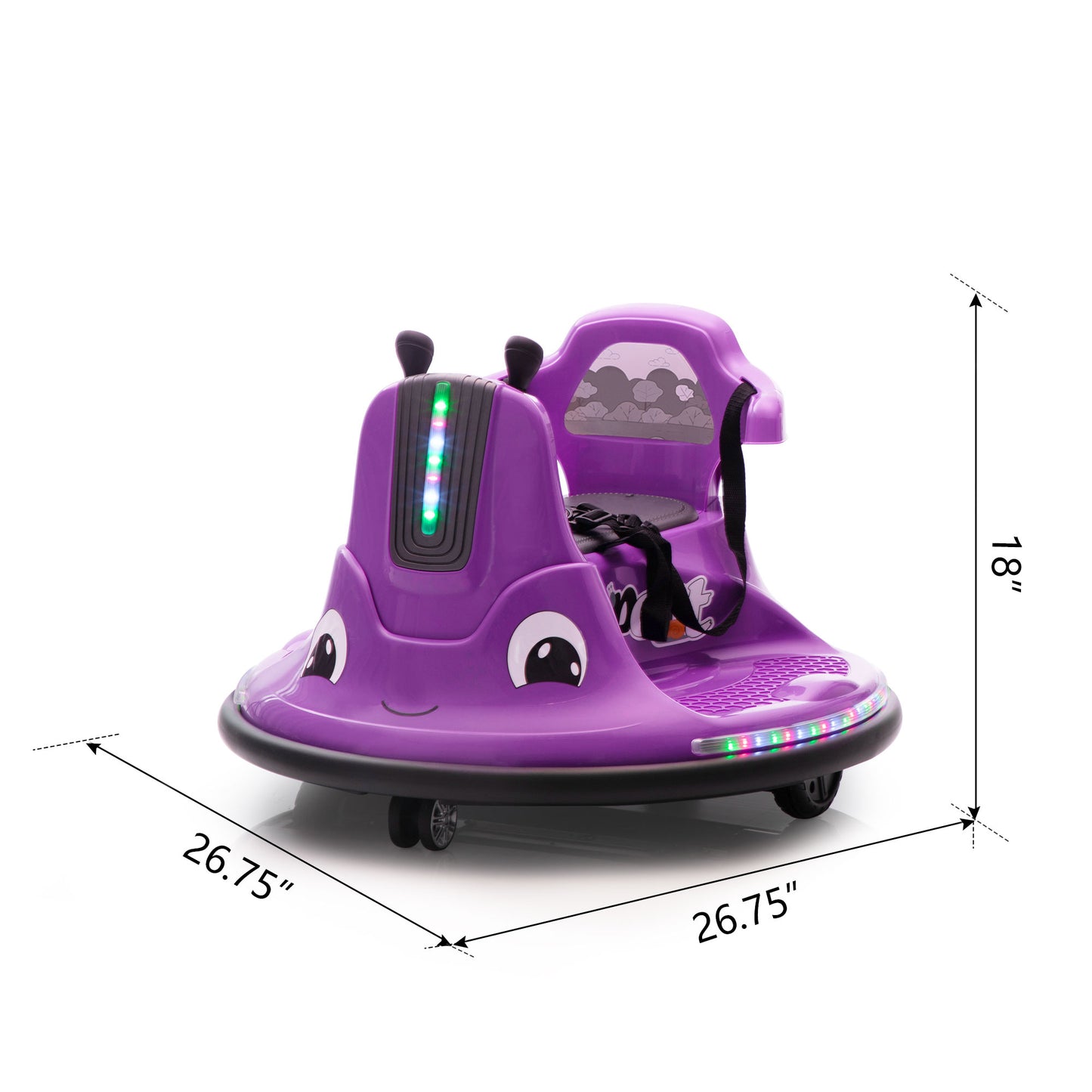 12V Snail-Shaped Kids Electric Bumper Car with Remote Control, Ride On Car with LED Lights, Music, 360 Degree Rotate, Toddler Race Toys, 3-8 Years Old
