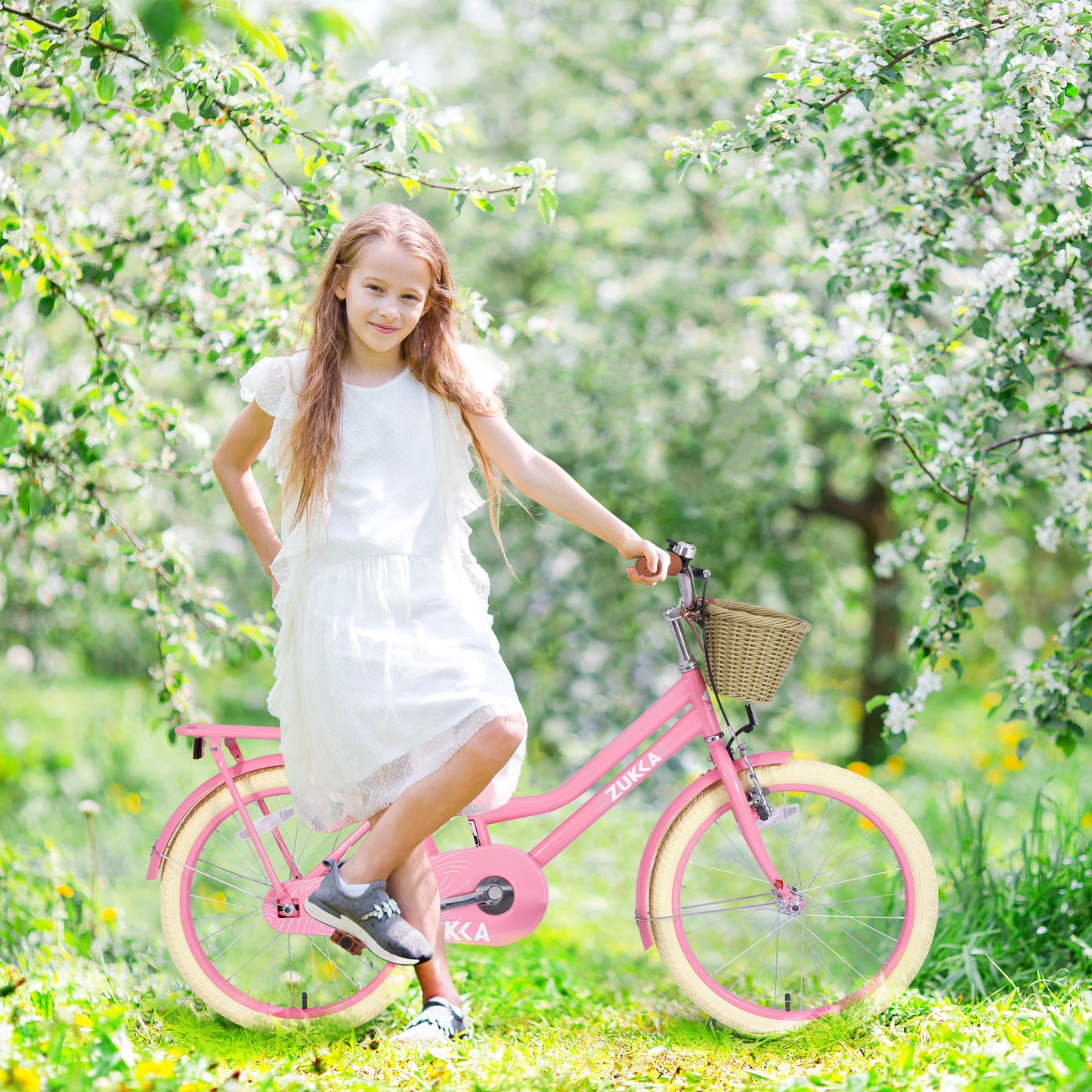 20 Inch Girls Bike Front Wheels Replacement with Solid Air Rubber Tire and Inner Tube