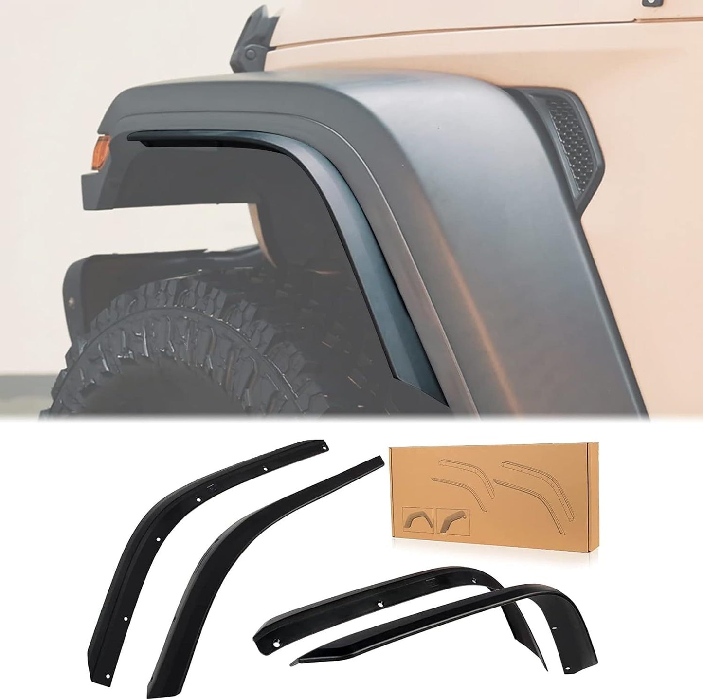 Front & Rear Fender Flares Compatible with 2018-2023 Jeep Wrangler JL & JLU Unlimited Sahara (Fit Original low Fender ,Not fit 4xe)