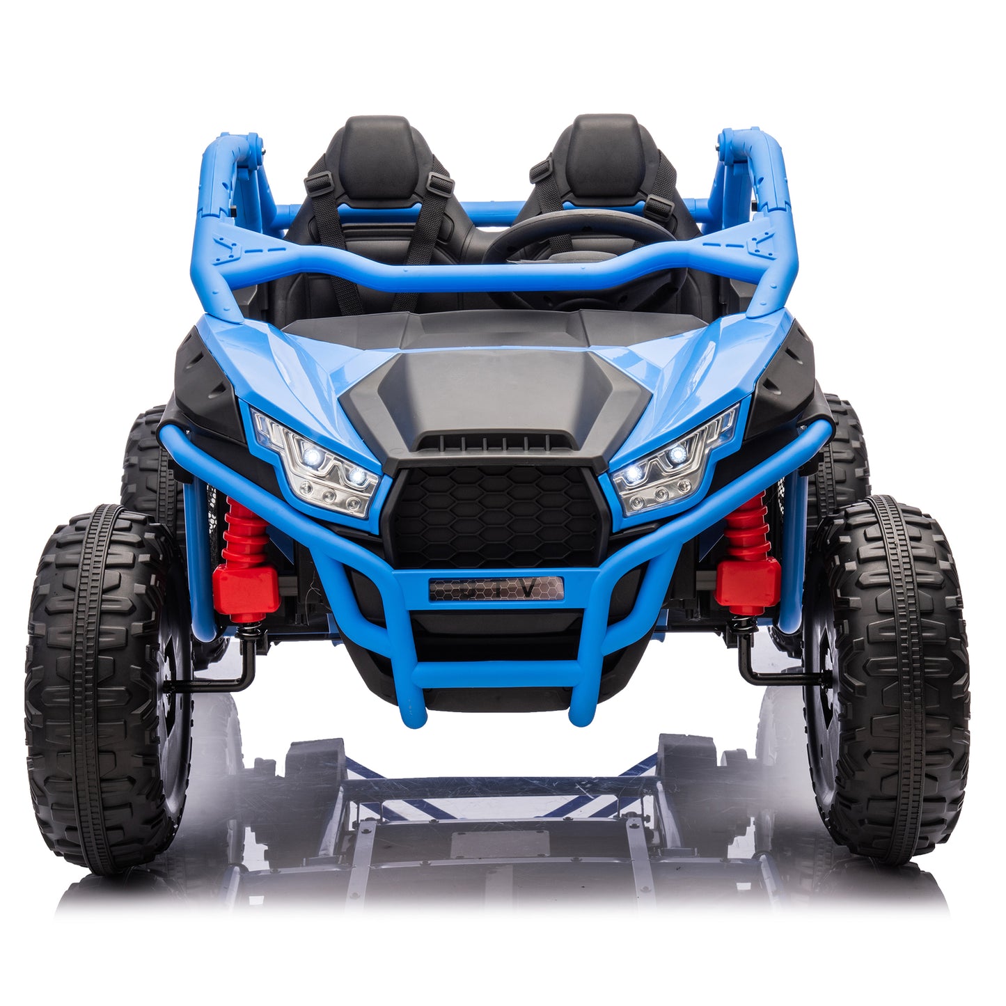 24V Two-seater Kids Ride On UTV w/Parents Control,20in seat width,400W Super high power,Four-wheel Suspension,Bluetooth,MP3,USB,LED Light,Horn,Rear storage space,Speeds 3.73-4.97MPH For Kids aged 3+.