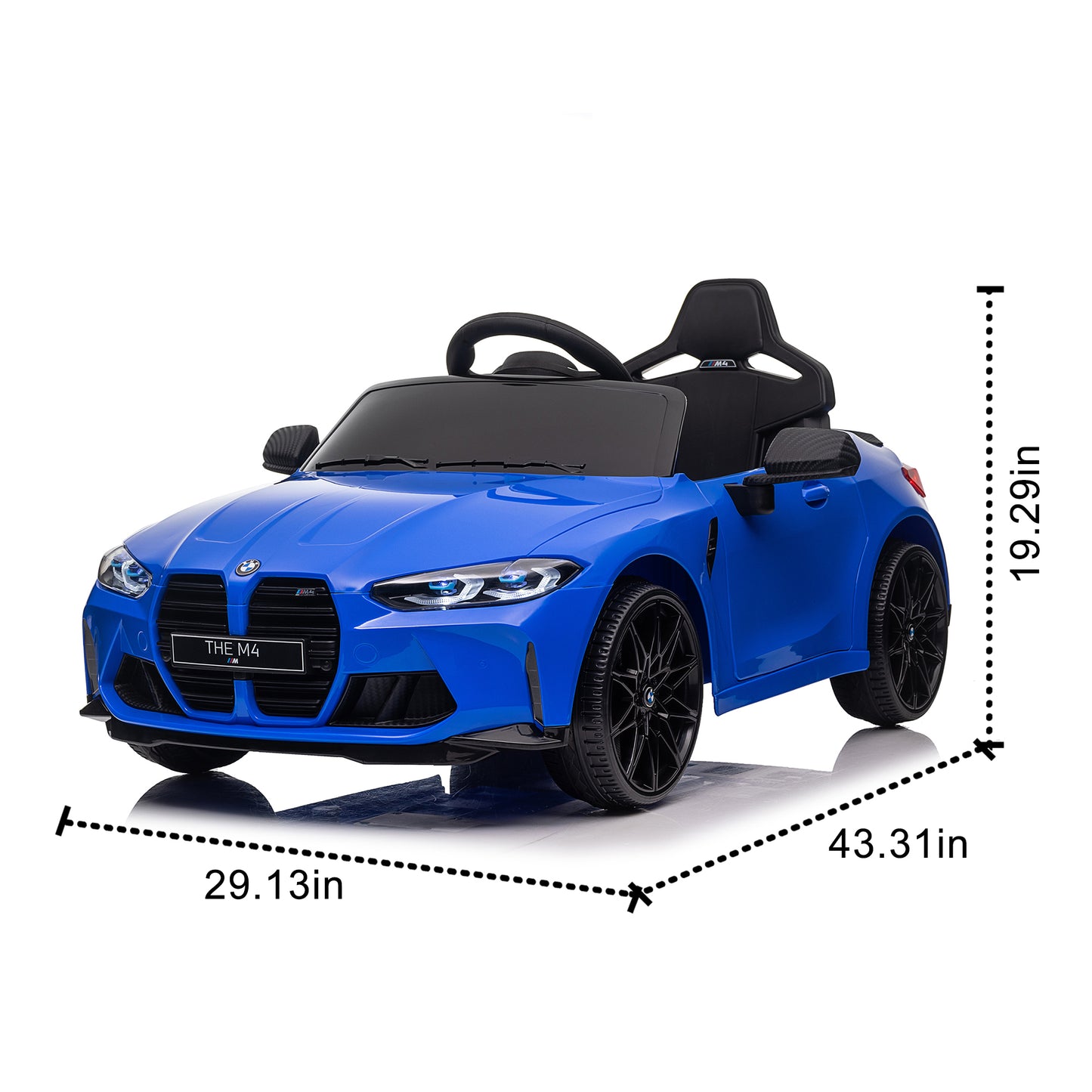 BMW M4 12v Kids ride on toy car 2.4G W/Parents Remote Control,Three speed adjustable,Power display, USB,MP3 ,Bluetooth,LED light,story,A handle with wheels and a pull, easy to carry