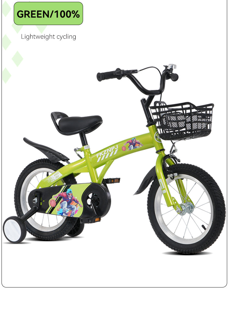 FKZNPJ 18 inch sporty kids bike with training wheels and stand Adjustable saddle Suitable for boys and girls aged 5-10 years tall Height 45-57 inches Available in a variety of colors