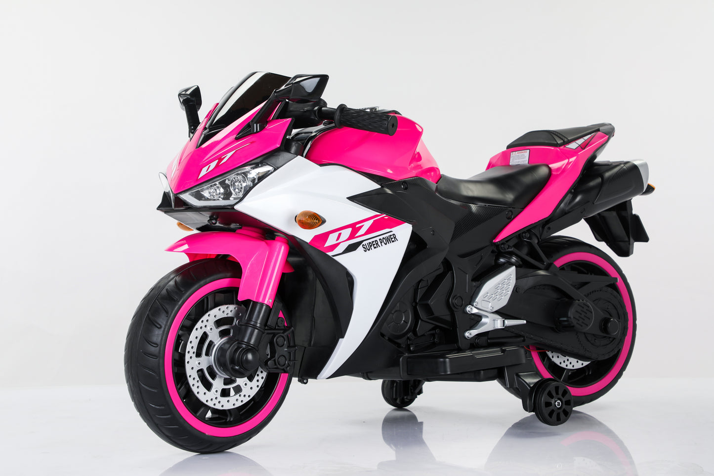 Electric motorcycle/ 12V Kids toys motorcycle/Kids electric car/electric ride on toys for 3 4 5 6 years Boys Girls with Training Wheels/manual throttle/ drive by hand/Lighting wheels