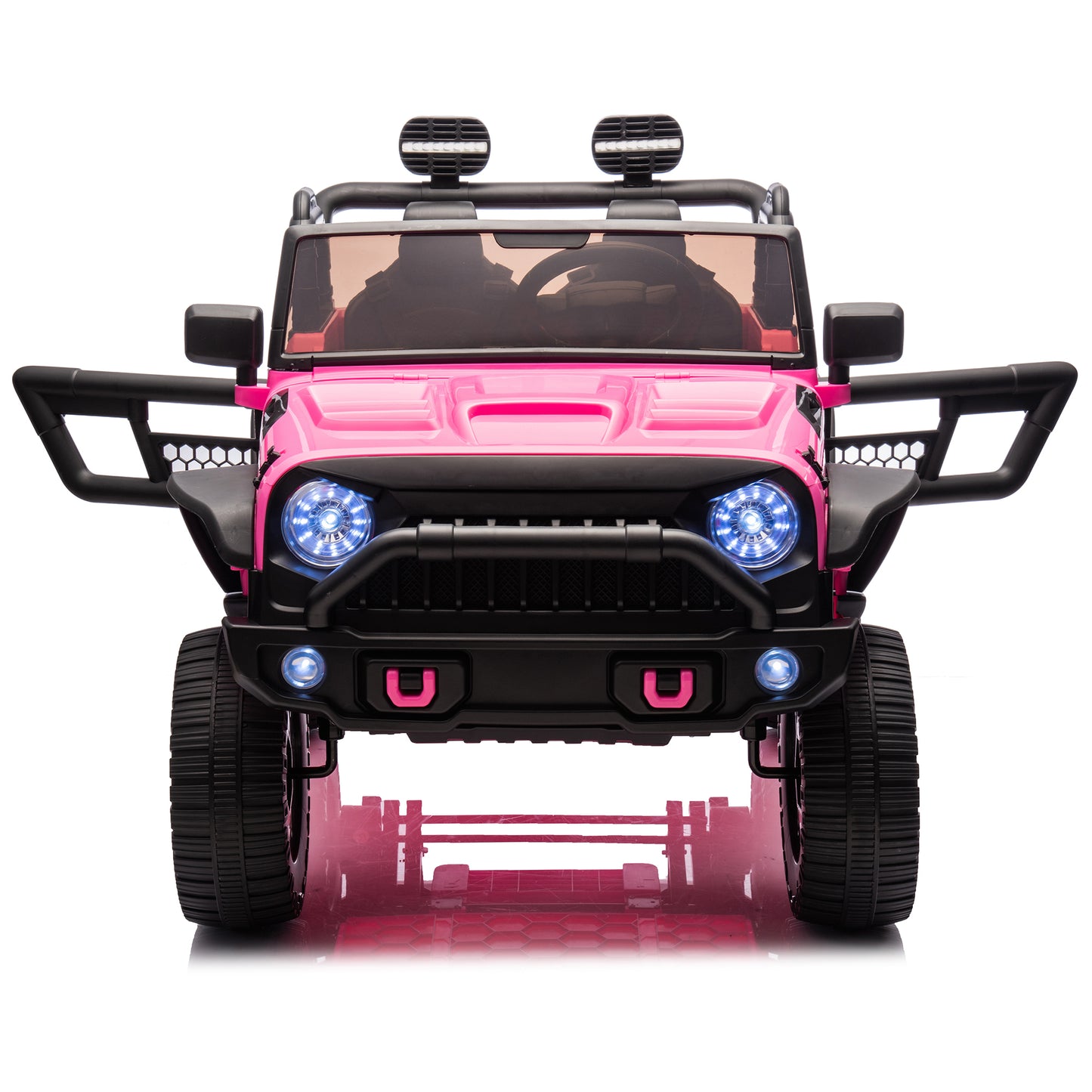 24V Two-Seater Kids Ride On Truck Car W/Parents Control,200w*2,Seat width 20.28in,Four-wheel Suspension,LED Lights,Music,MP3,Bluetooth,Two independent seat belts,Suitable for off-road For Kids Aged 3+