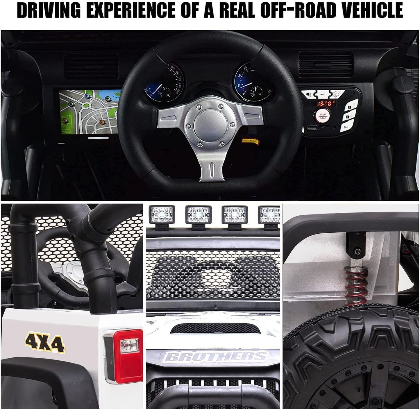 24V Ride on Car Truck with Remote Control, 2 Seater Kids Electric Car, Spring Suspension, 9Ah Battery Powered, 3 Speeds, Double Doors, Music Player