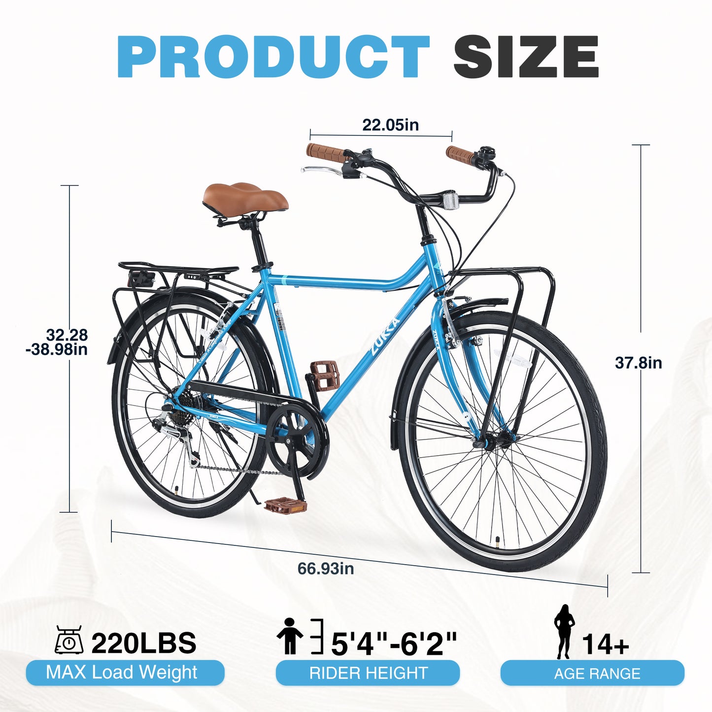 7 Speed, Steel Frame, Multiple Colors 26 Inch Vintage Style Bike,Retro Commute Bike for Women and Men