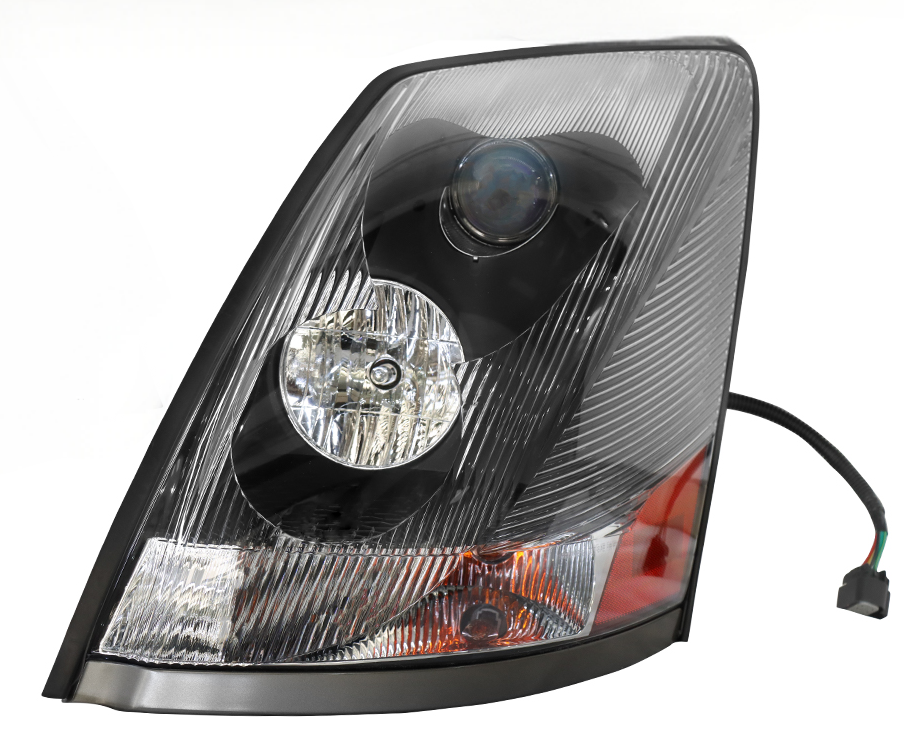 Black Headlight Assembly Fit for 2004-2017 Volvo VNL, Halogen Bulbs Included, Left/Driver Side