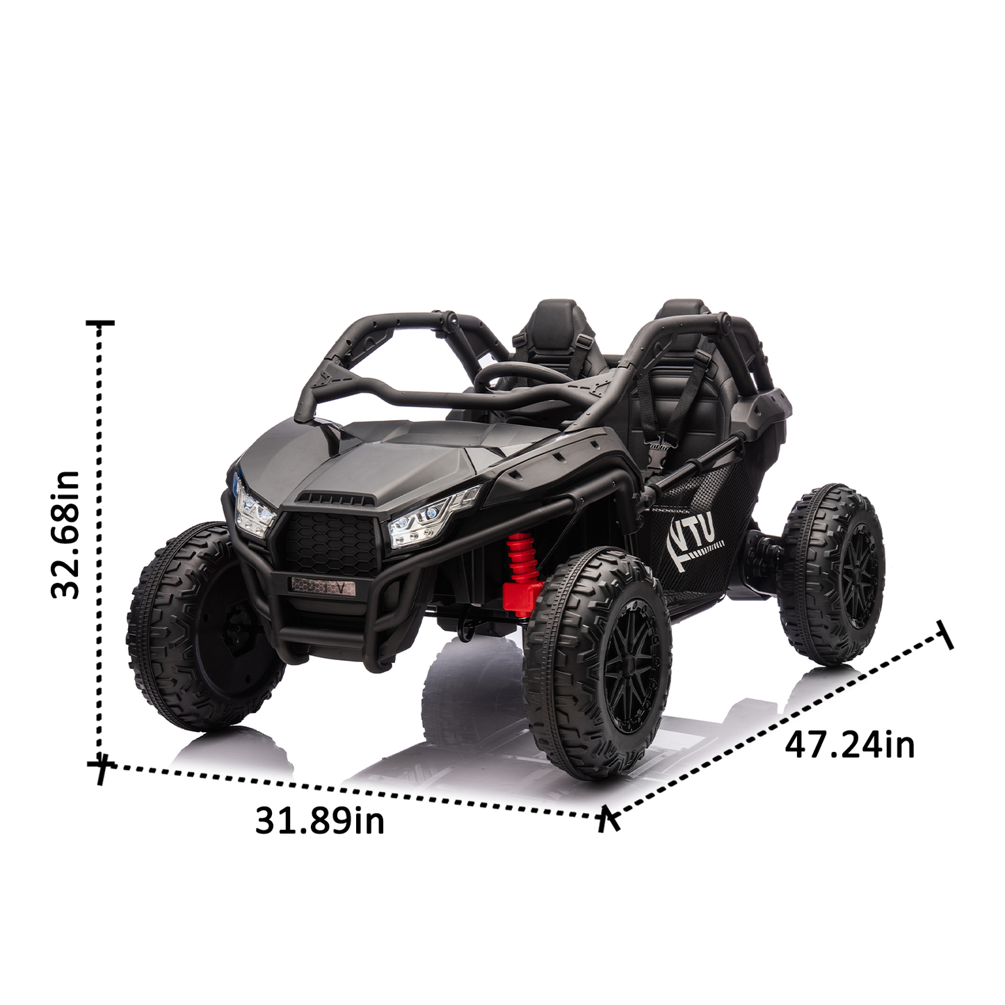 24V Two-seater Kids Ride On UTV w/Parents Control,20in seat width,400W Super high power,Four-wheel Suspension,Bluetooth,MP3,USB,LED Light,Horn,Rear storage space,Speeds 3.73-4.97MPH For Kids aged 3+.
