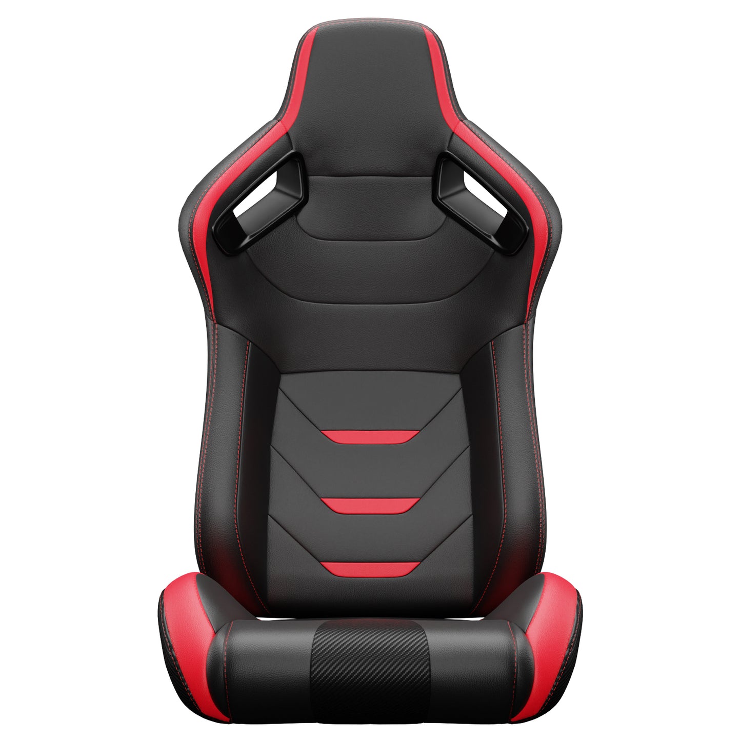 2PC Universal Bucket Racing Seats Red Stitch Red PVC Leather Reclinable Carbon Look Leather Back With Adjustor Slider(Not Including Seat Bracket ) 1 box of 2 pieces