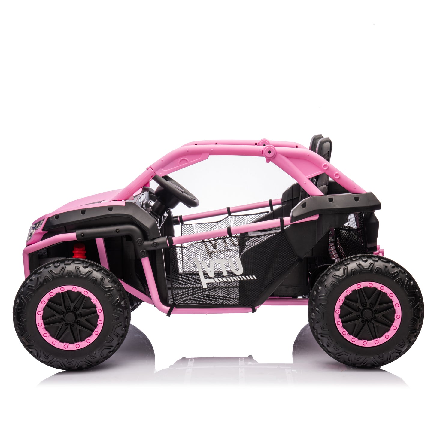 24V Two-seater Kids Ride On UTV w/Parents Control,20in seat width,400W Super high power,Four-wheel Suspension,Bluetooth,MP3,USB,LED Light,Horn,Rear storage space,Speeds 3.73-4.97MPH For Kids aged 3+.
