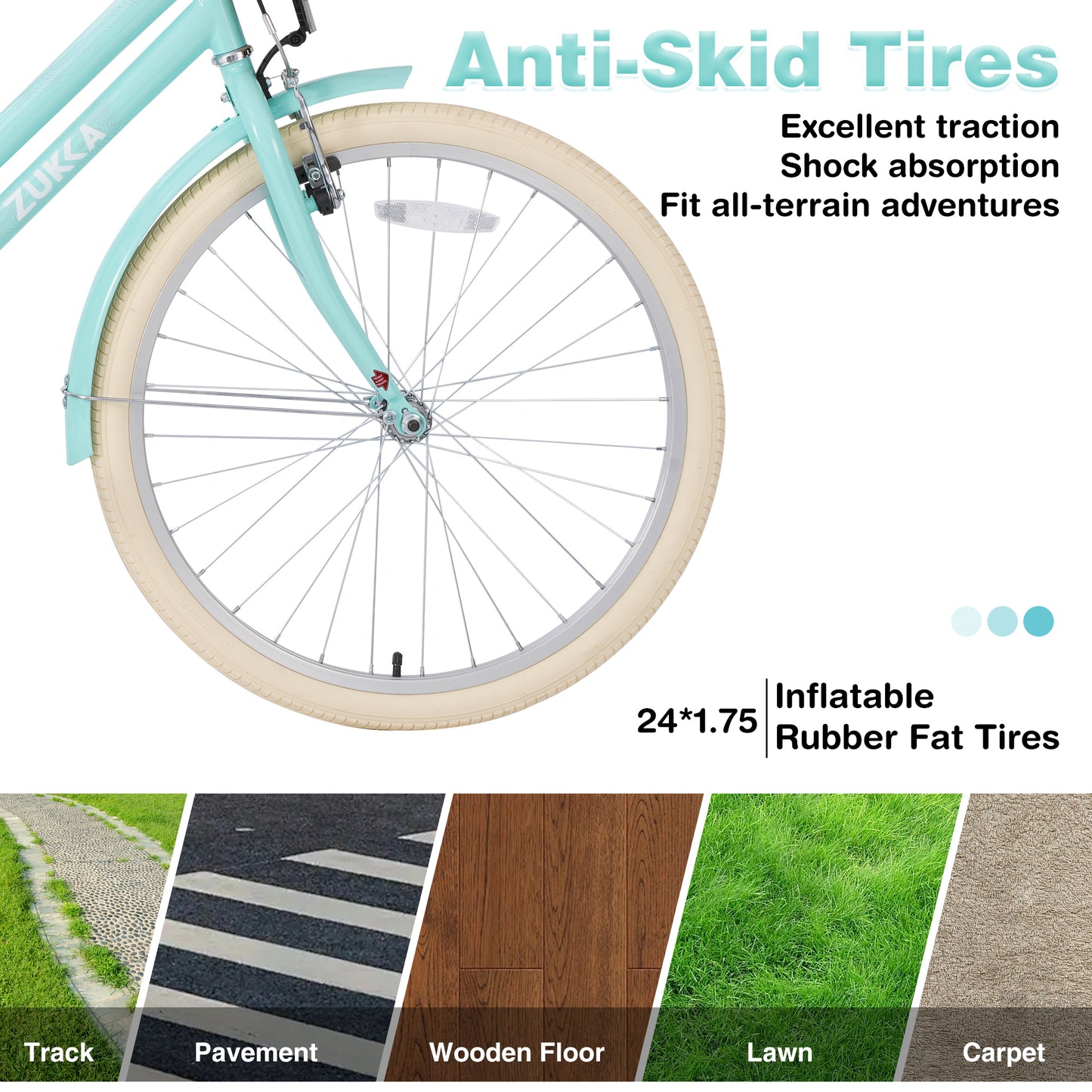 Steel Frame,Multiple Colors, for 10+Years Old Girls Bike,24 inch wheel