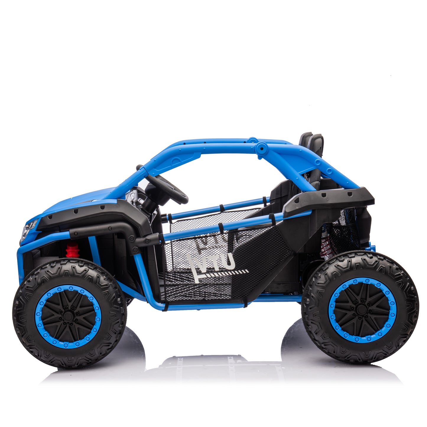 24V Two-seater Kids Ride On UTV w/Parents Control,20in seat width,400W Super high power,Four-wheel Suspension,Bluetooth,MP3,USB,LED Light,Horn,Rear storage space,Speeds 3.73-4.97MPH For Kids aged 3+.