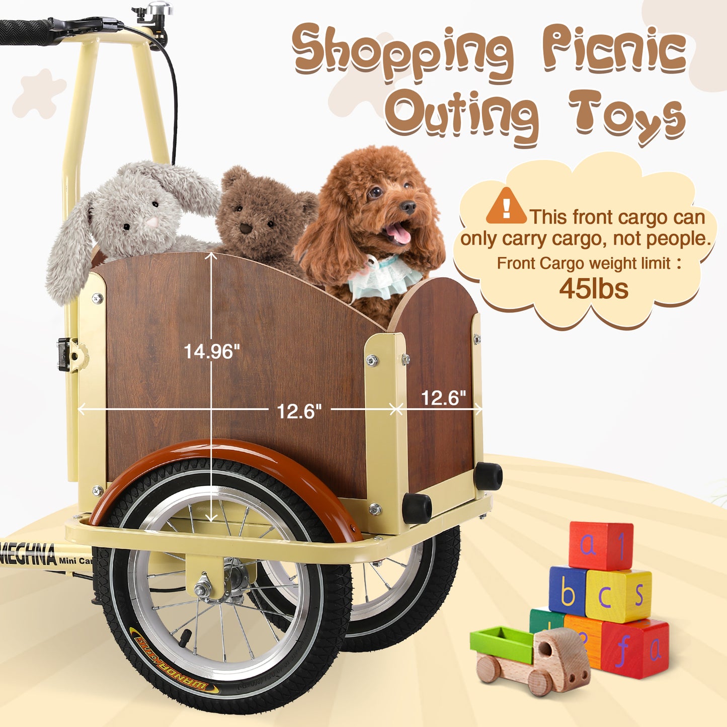 Foldable Tricycle for Kids Ages 6-12,Mini Cargo Bike,Pet Bike,Reverse Tricycle,Outdoor Parent-Child Bike for travel,With Cargo Basket and Training Wheels.