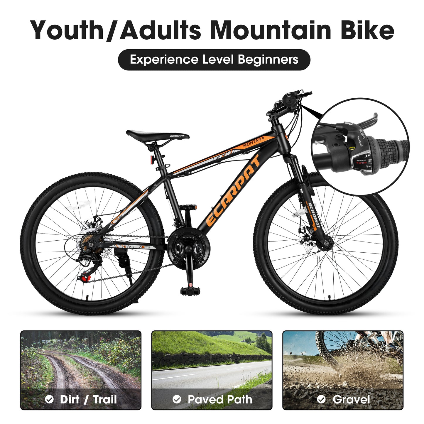 A24299 24 inch Mountain Bike Bicycle for Adults Aluminium Frame Bike Shimano 21-Speed with Disc Brake