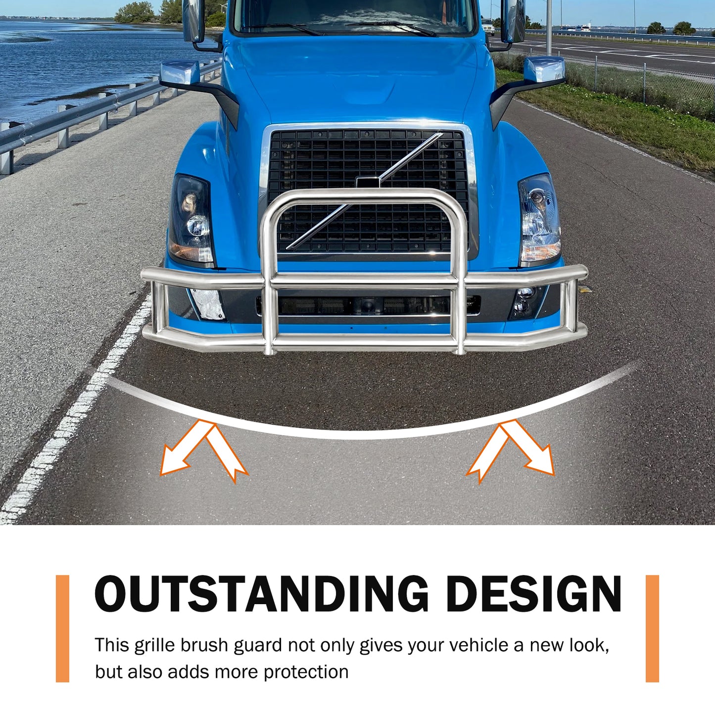 Front Bumper Deer Guard for Volvo VN/VNL 2004-2017 with Bracket G04020