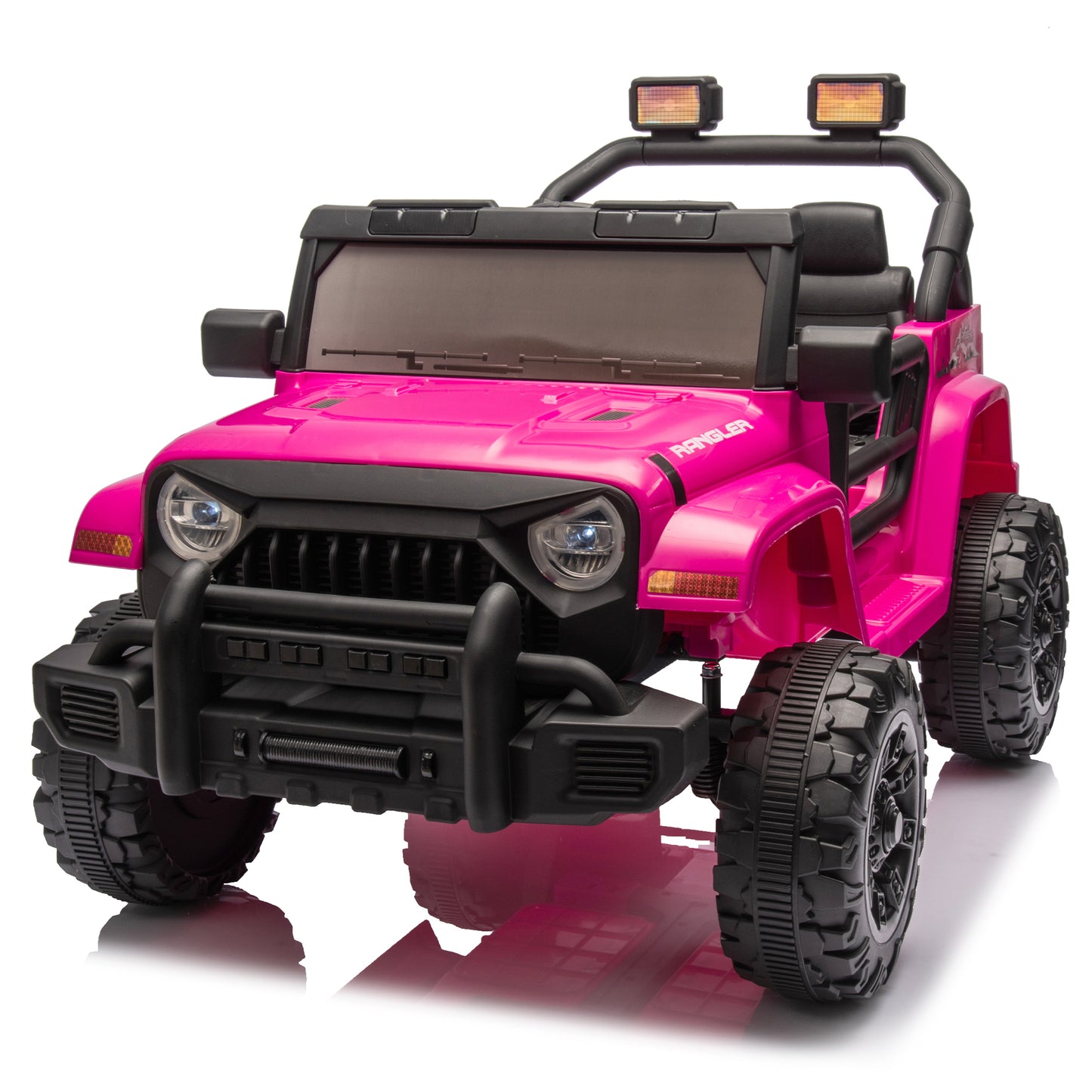 12V Kids Ride On Electric Car W/Parents Control,Dual drive, Four-wheel Suspension,With music,Bluetooth,MP3,USB,with headlights, steering wheel quick release,Slow start for Kids Aged 2-4.