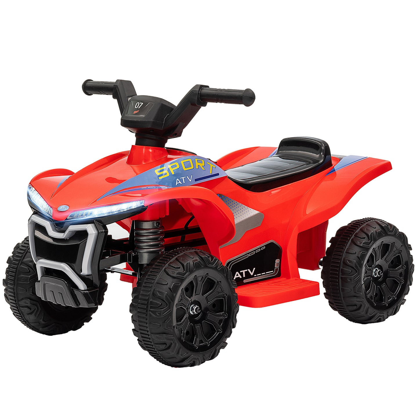 Qaba Kids ATV Quad, 6V Ride On Toy with 1.6MPH Max Speed, Rechargeable Battery, 4 Wheeler Battery Powered with Lights, Forward & Reverse for Toddlers, Red