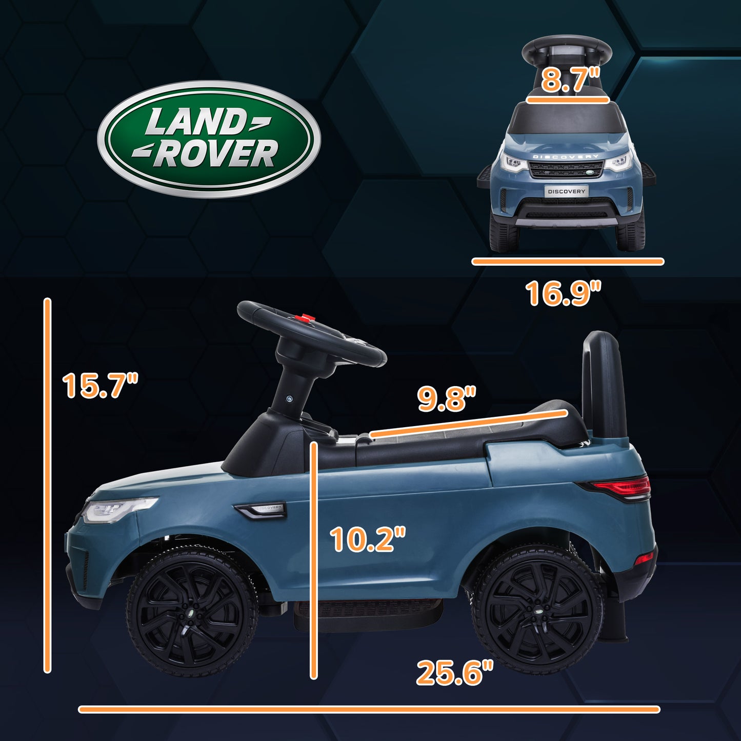 Qaba Land Rover Licensed 6V Ride on Push Car, 2 in 1 Sliding Car, Battery Powered Electric Car for Kids with Headlights Music Horn for 18-60 Months, Light Blue