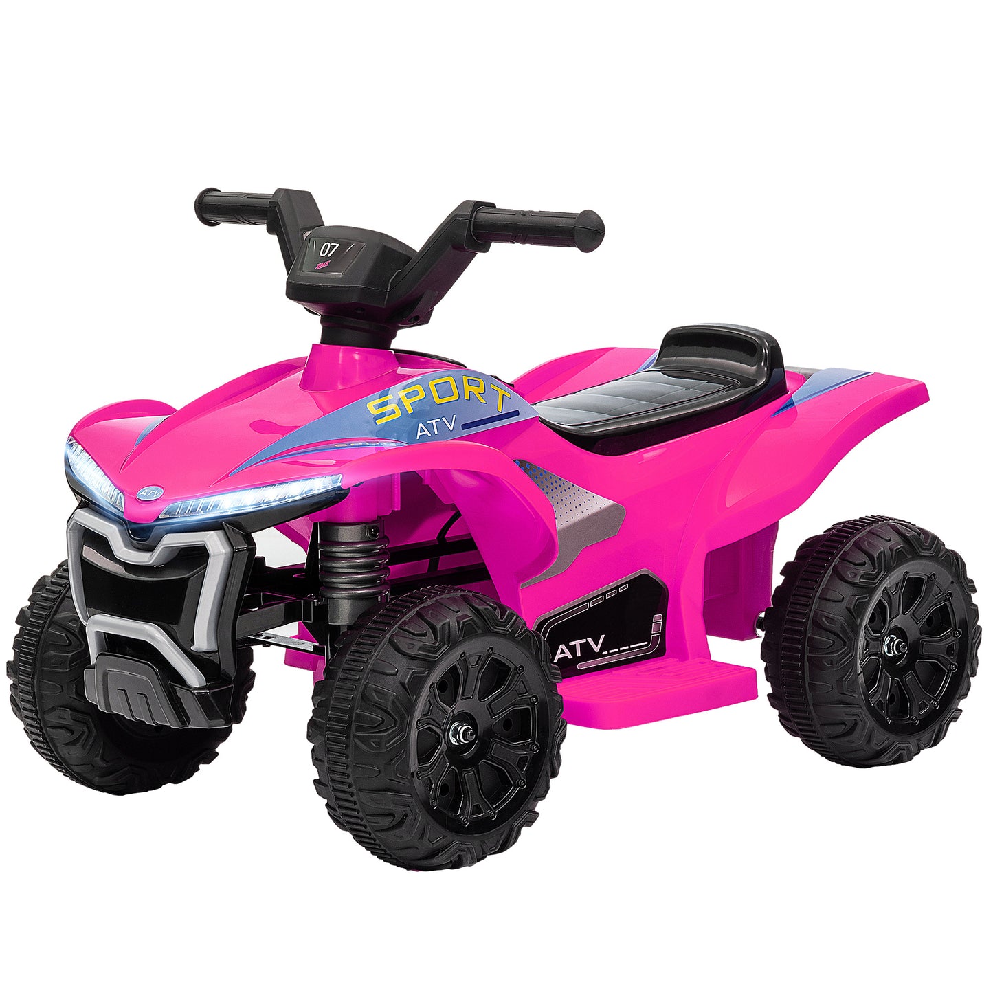 Qaba Kids ATV Quad, 6V Ride On Toy with 1.6MPH Max Speed, Rechargeable Battery, 4 Wheeler Battery Powered with Lights, Forward & Reverse for Toddlers, Pink