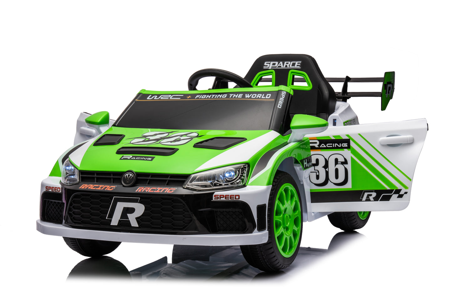 12V4A 20W*2 one button start, forward and backward, high and low speed, music, front light, power display, two doors can open, 2.4G R/C, seat belt four wheel absorber KIDS RIDE ON CAR