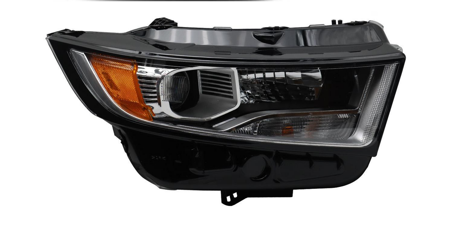 Halogen Headlights Assembly Compatible with Ford Edge 2015 2016 2017 2018, Including Bulb, Right/Passenger Side, Black Housing Amber Corner
