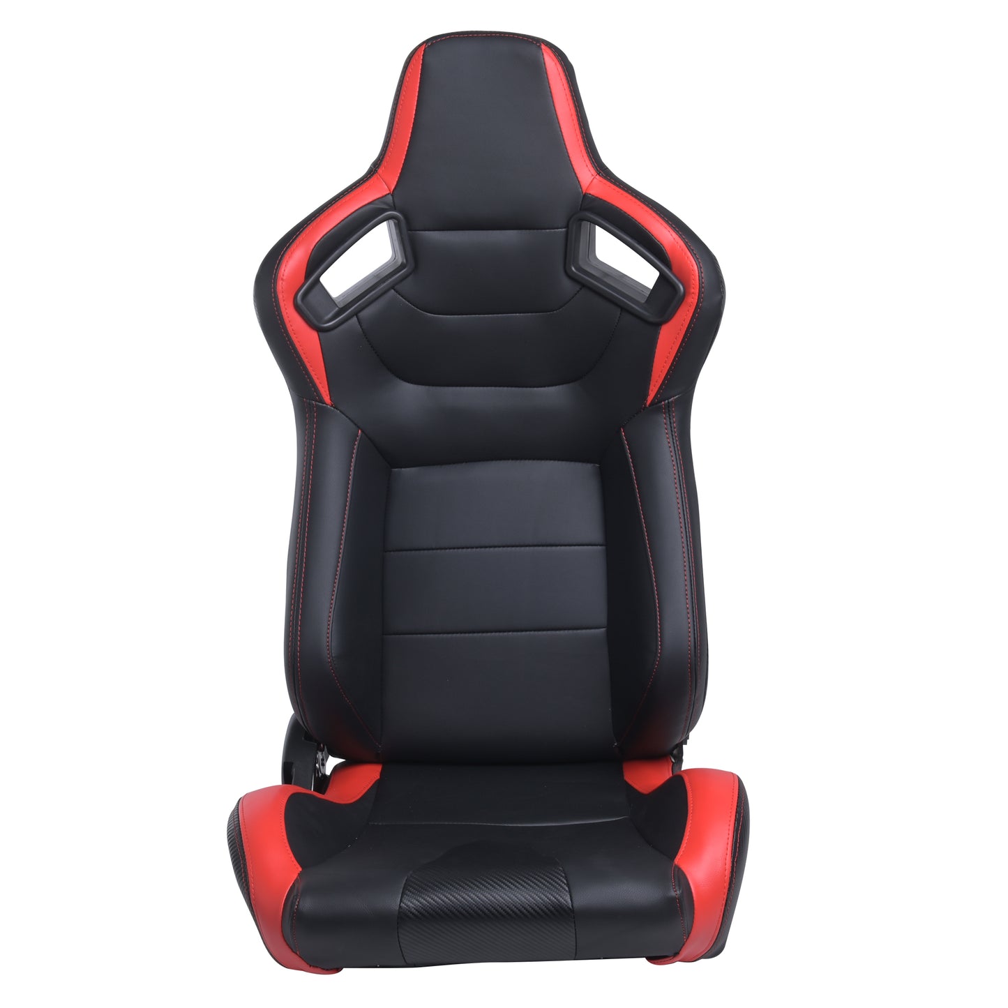 RACING SEAT BLACK RED PVC LEATHER WITH DOUBLE SLIDER 2PCS