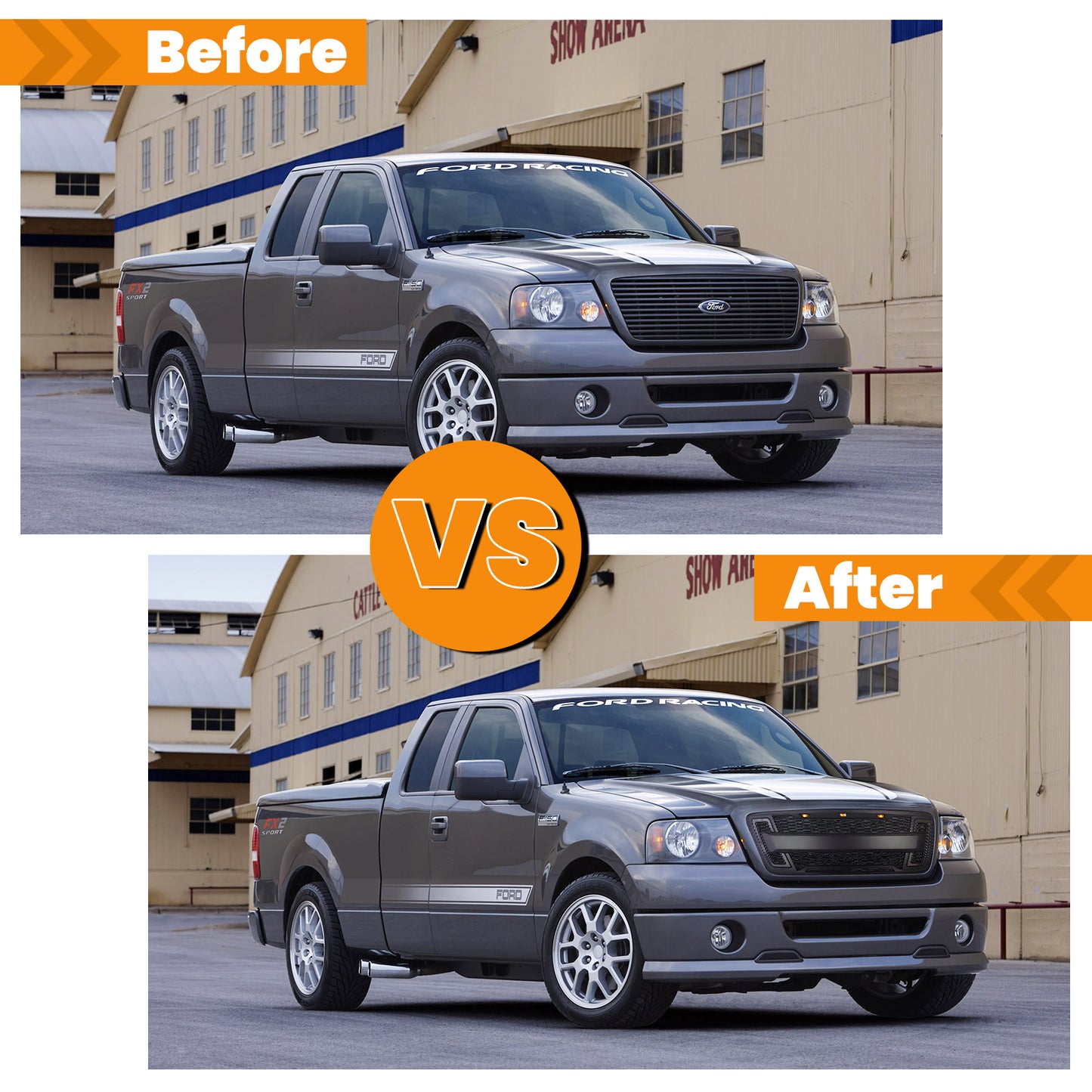 Front Grille Guard for 2004-2008 Ford F150 with LED Lights