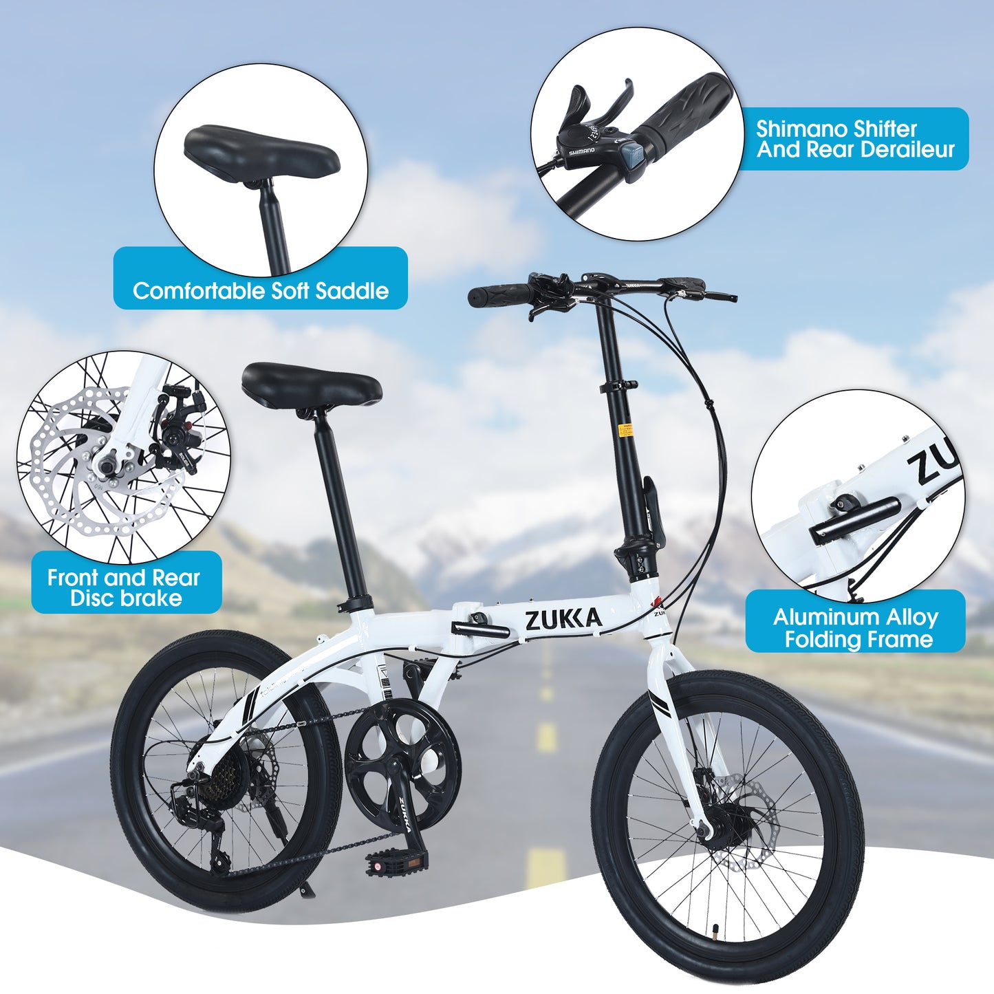 20" Folding Bike Aluminium Alloy Frame 8 Speed City Bike