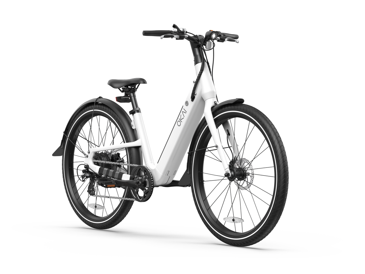 Electric Bike w/ 40 Miles Max Operating Range and 25 mph Max Speed - White