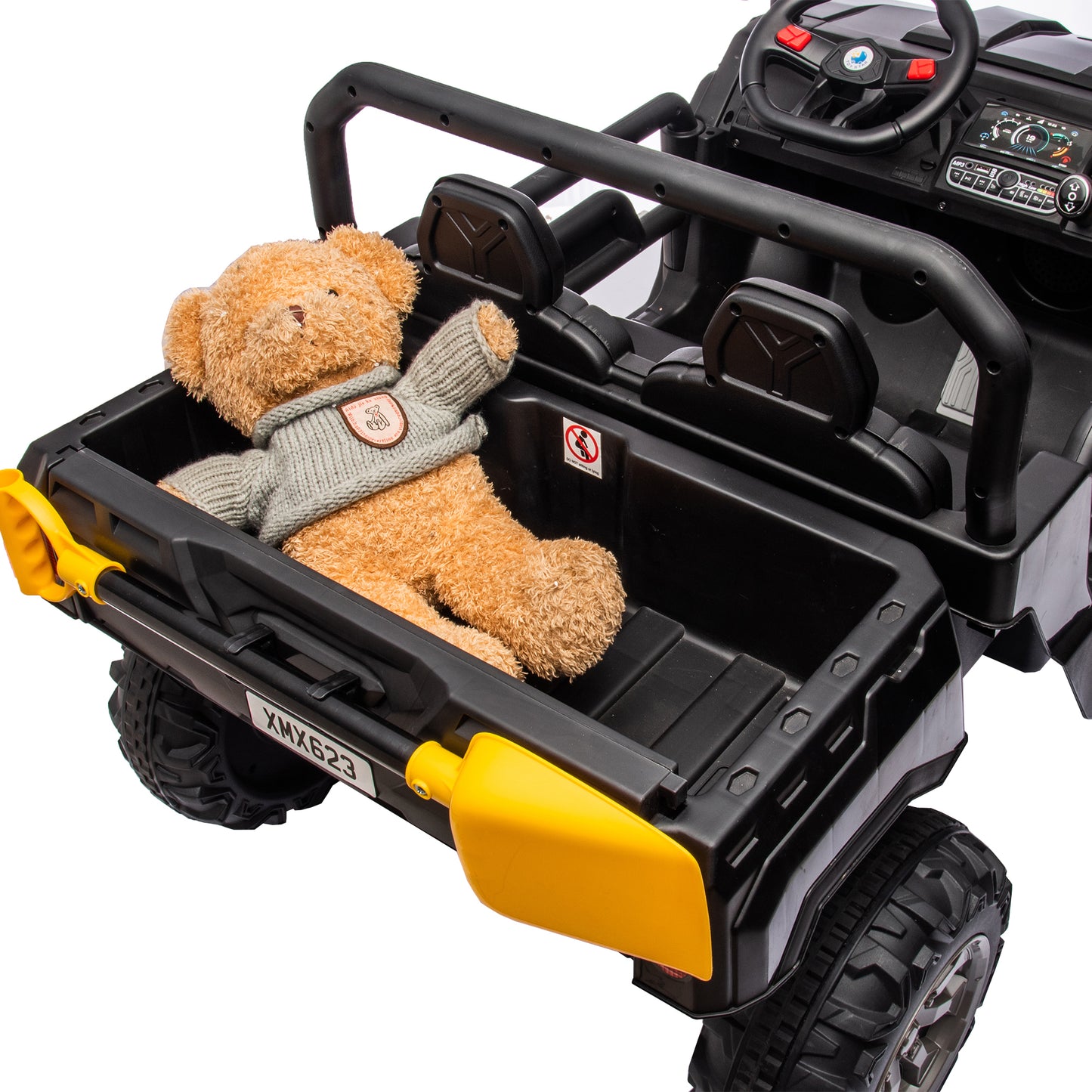 24V Ride On Truck 2 Seater Ride On UTV with 2x200W Motor Ride On Dump Truck with Dump Bed/Shovel Ride On Car with Remote Control Electric Vehicle with Non-slip tyre for Boys Girls