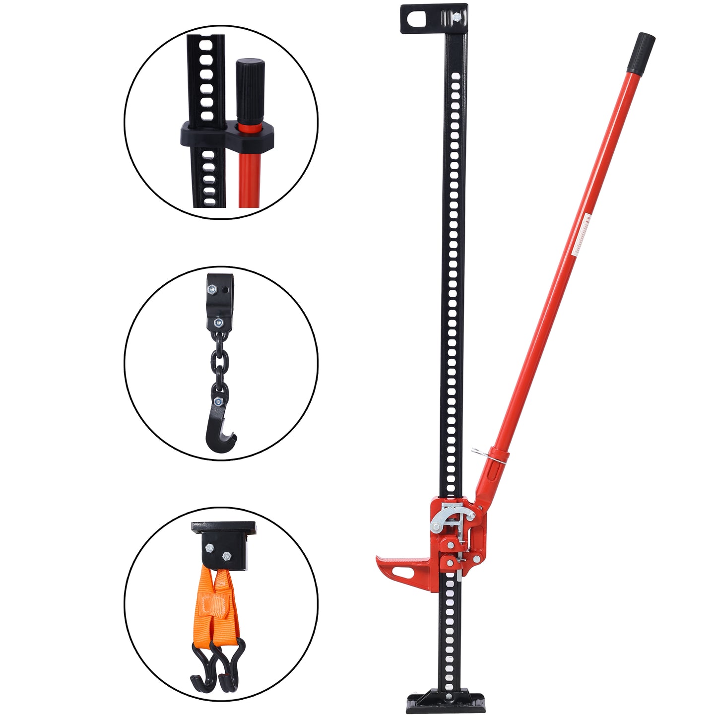 High Lift Farm Jack,60' Utility Farm Jack, 7000 lbs Capacity Ratcheting Off Road Utility Jack, Heavy-Duty Farm Jack for Tractor, Truck, SUV, Bumper Lift, RED