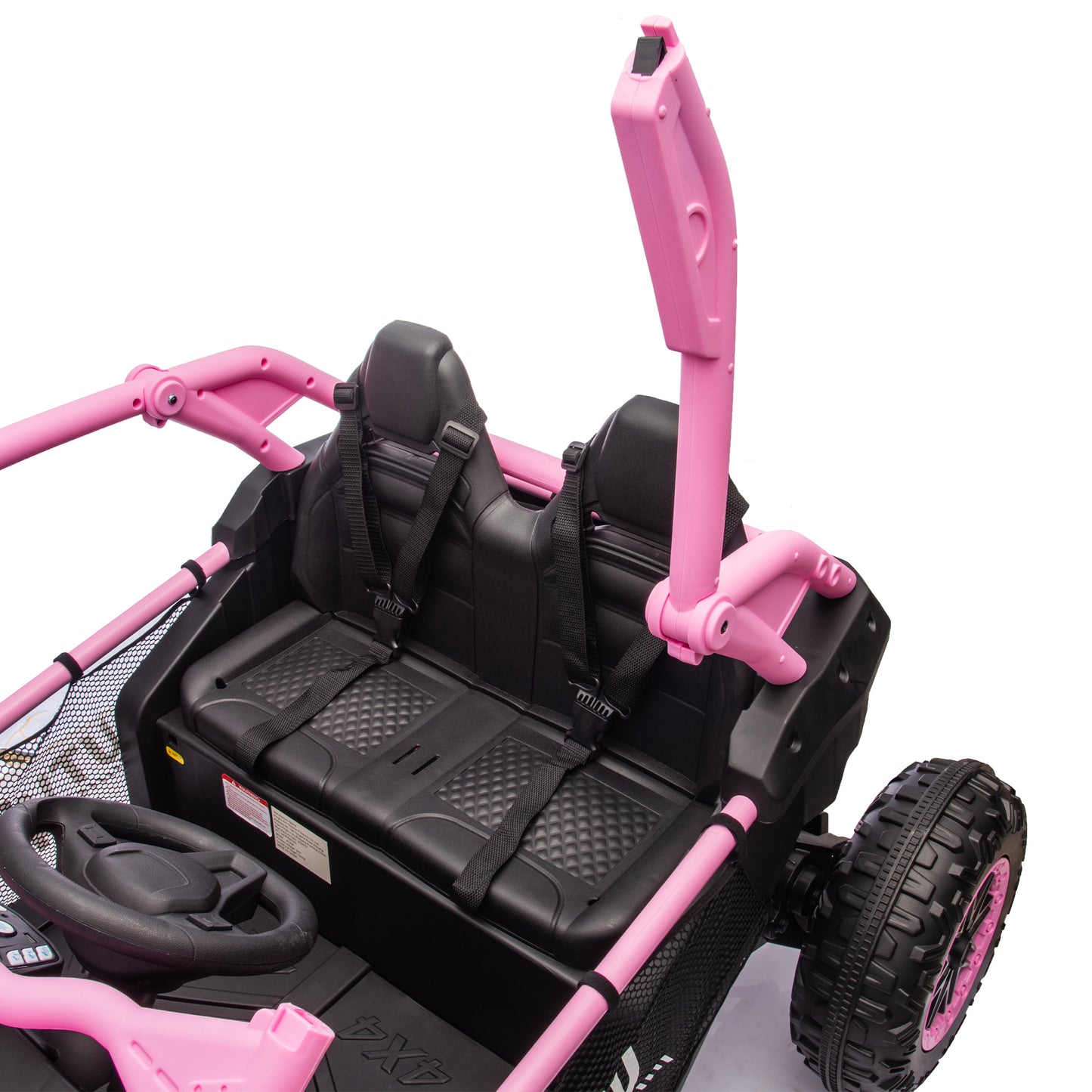 24V Two-seater Kids Ride On UTV w/Parents Control,20in seat width,400W Super high power,Four-wheel Suspension,Bluetooth,MP3,USB,LED Light,Horn,Rear storage space,Speeds 3.73-4.97MPH For Kids aged 3+.