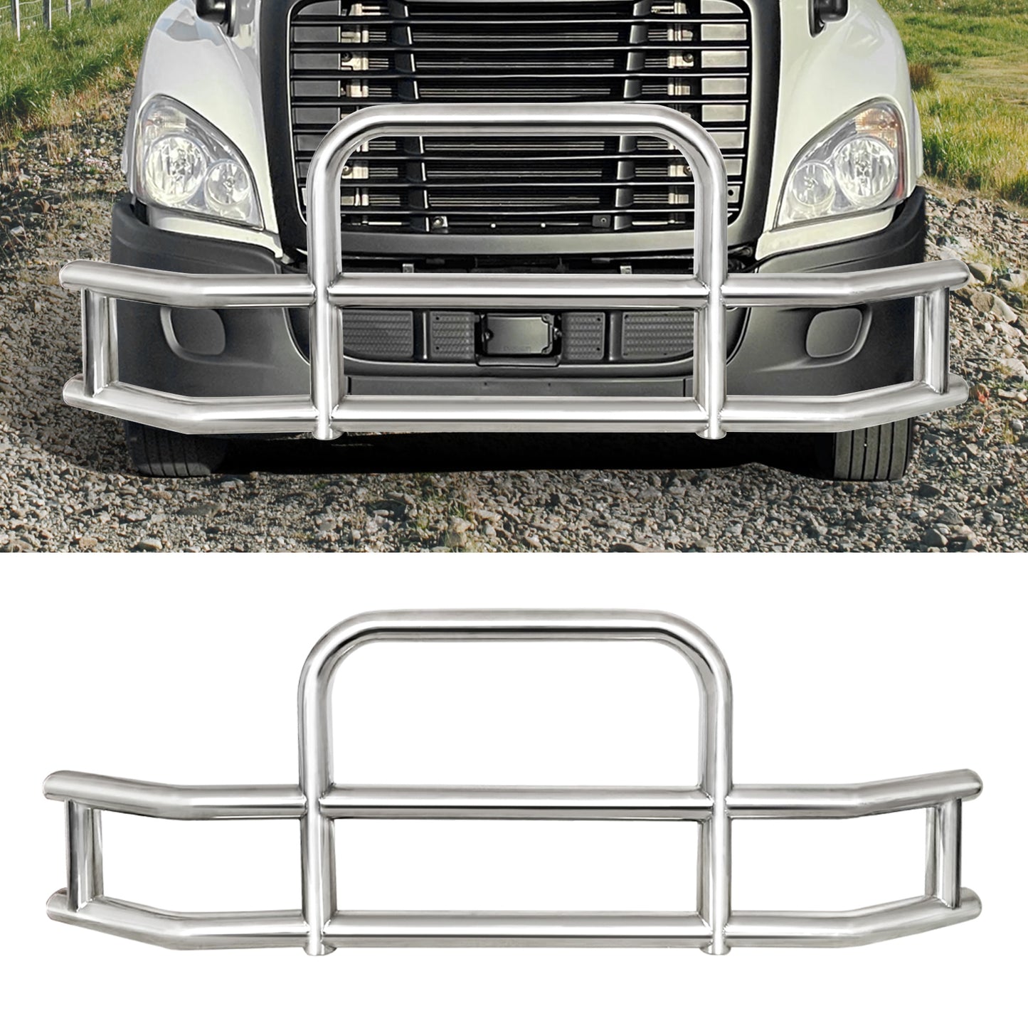 Front Bumper Deer Guard for Freightliner Cascadia 2008-2017 with Bracket G04020