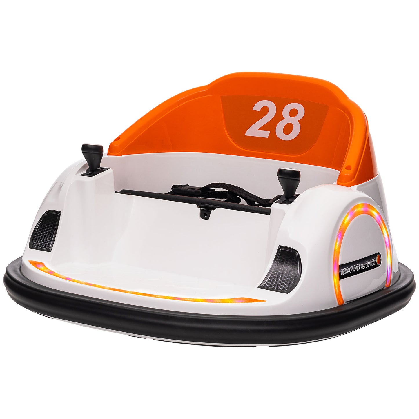 Qaba 12V Toddler Bumper Car Ride on Toy for Kids 1.5-5 Years Old, Baby Bumper Car with Remote Control, LED Lights, 360 Degree, Music, Orange