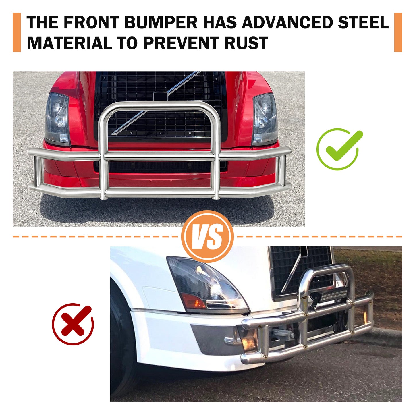 Front Bumper Deer Guard for Volvo VN/VNL 2004-2017 with Bracket G04020
