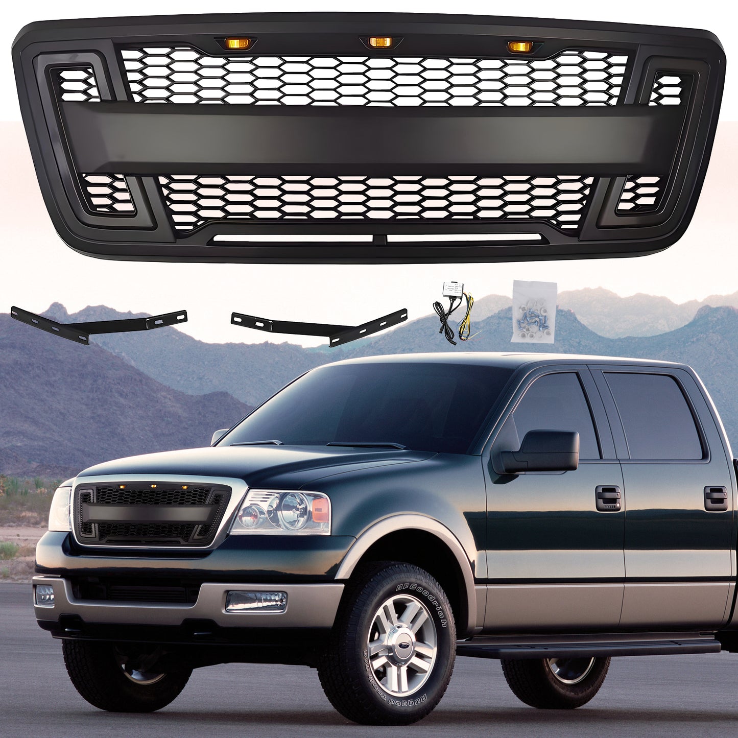 Front Grille Guard for 2004-2008 Ford F150 with LED Lights