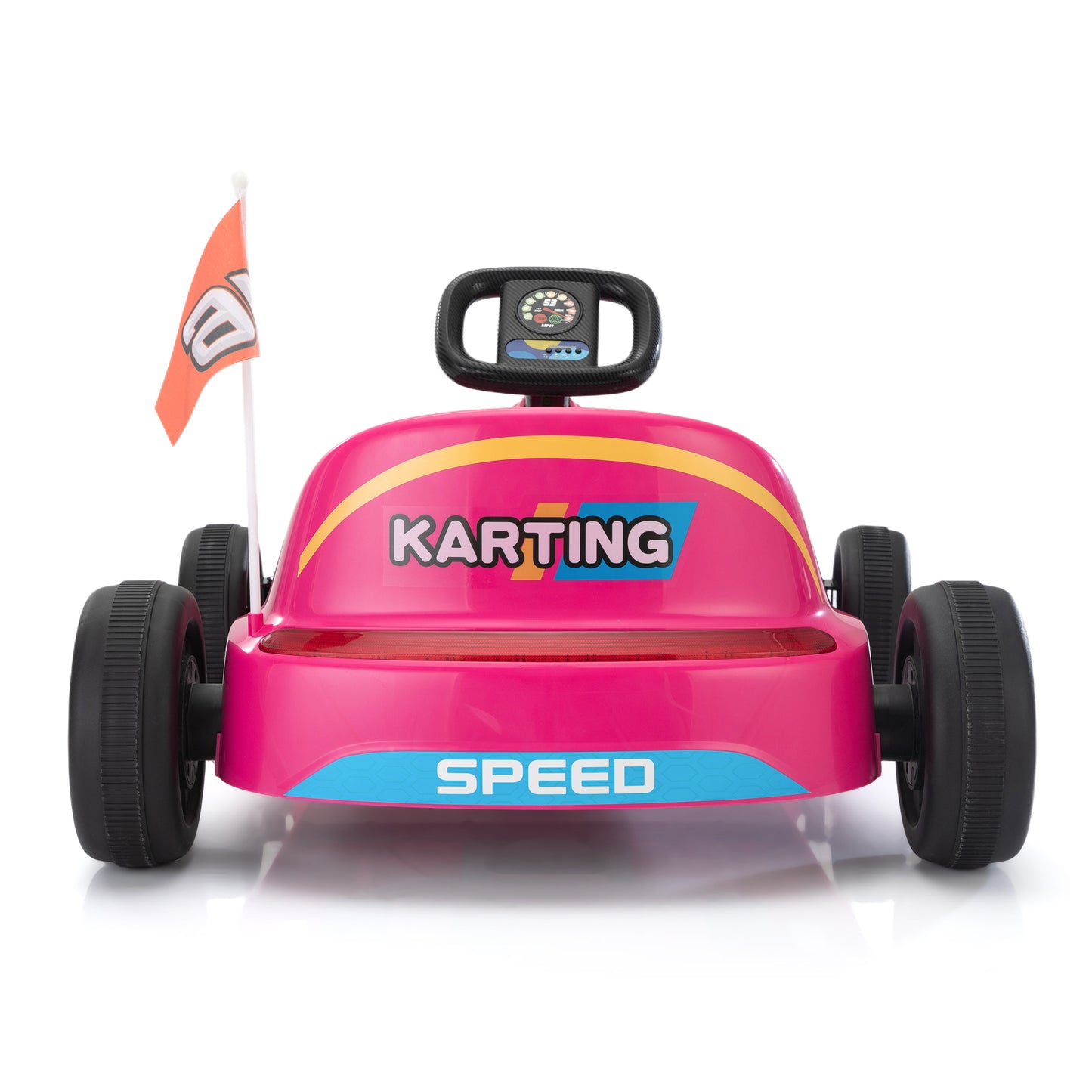 12V Kids Ride On Go Kart, Electric 4-Wheeler Car with Remote Control, Cushioned Seat, LED Lights, MP3 Music, Bluetooth, Pedal Control, Battery Powered Vehicle for 3-8 Years Old, Rose Red