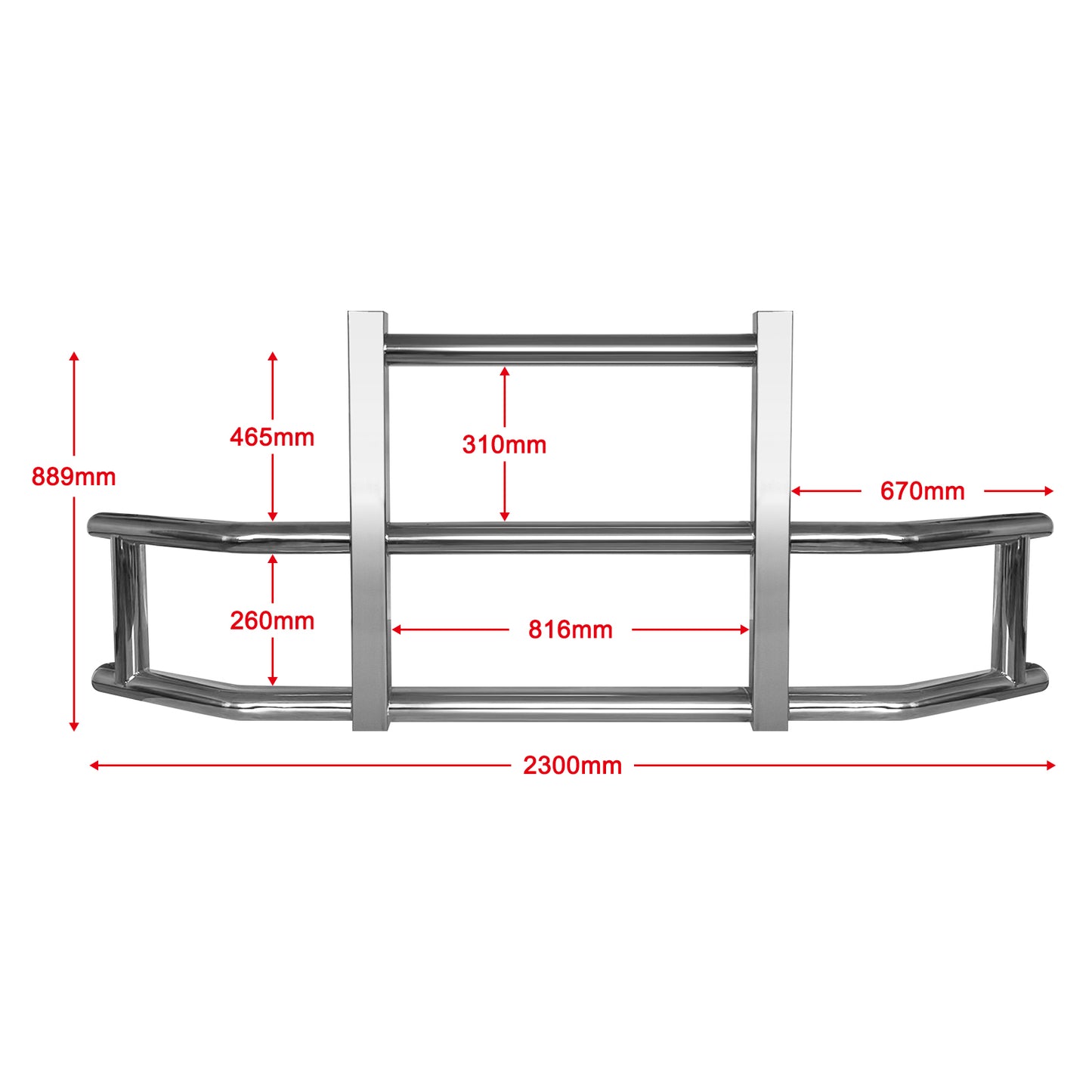 Stainless Steel Deer Guard Bumper for Kenworth T680 2008-2021 with brackets