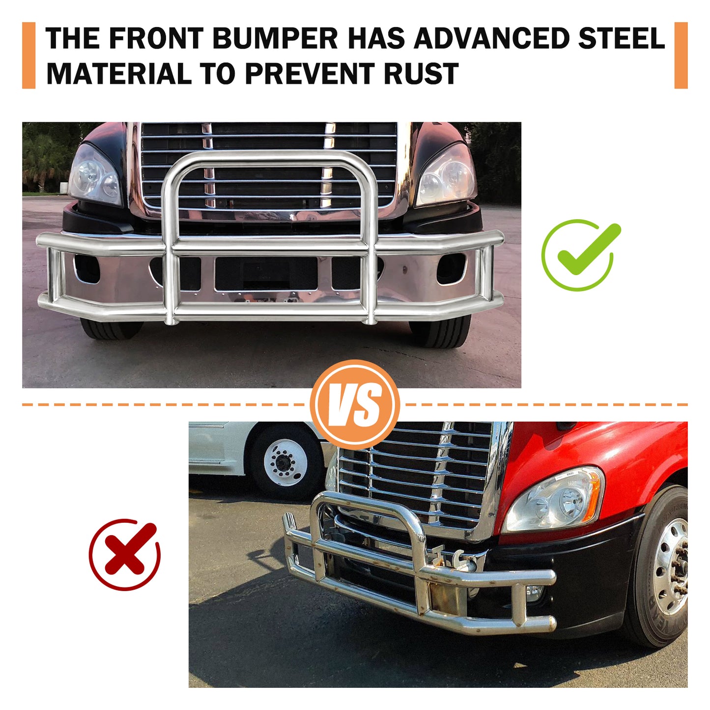Front Bumper Deer Guard for Freightliner Cascadia 2008-2017 with Bracket G04020