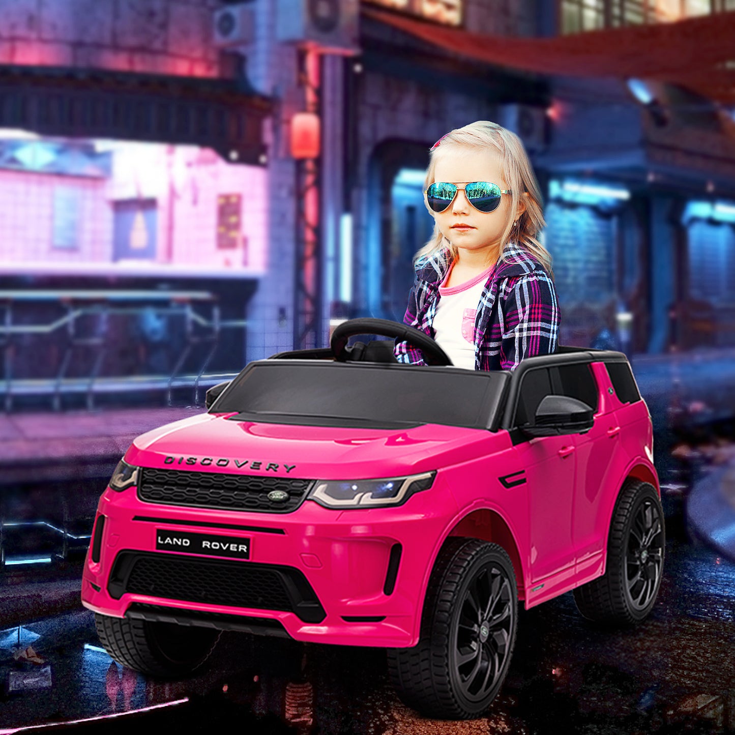 Qaba Land Rover Discovery Sport Licensed 12V Kids Ride on Car, Battery Powered Kids Electric Car with Remote Control, Soft Start, LED Lights, Music Horn, 3 Speeds, Pink