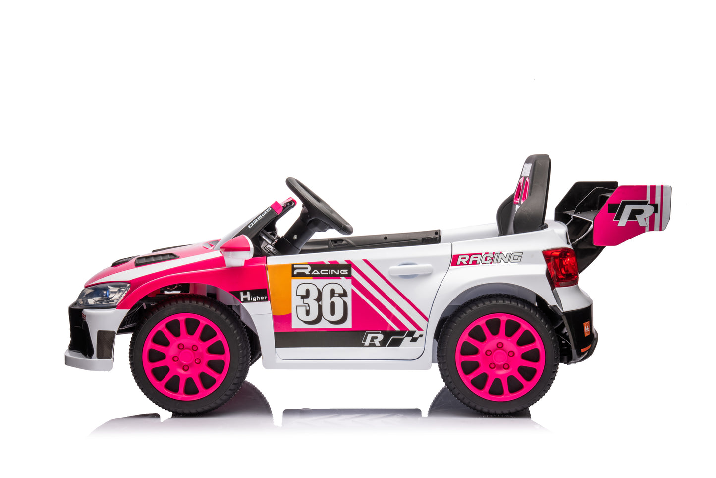 12V4A 20W*2 one button start, forward and backward, high and low speed, music, front light, power display, two doors can open, 2.4G R/C, seat belt four wheel absorber KIDS RIDE ON CAR