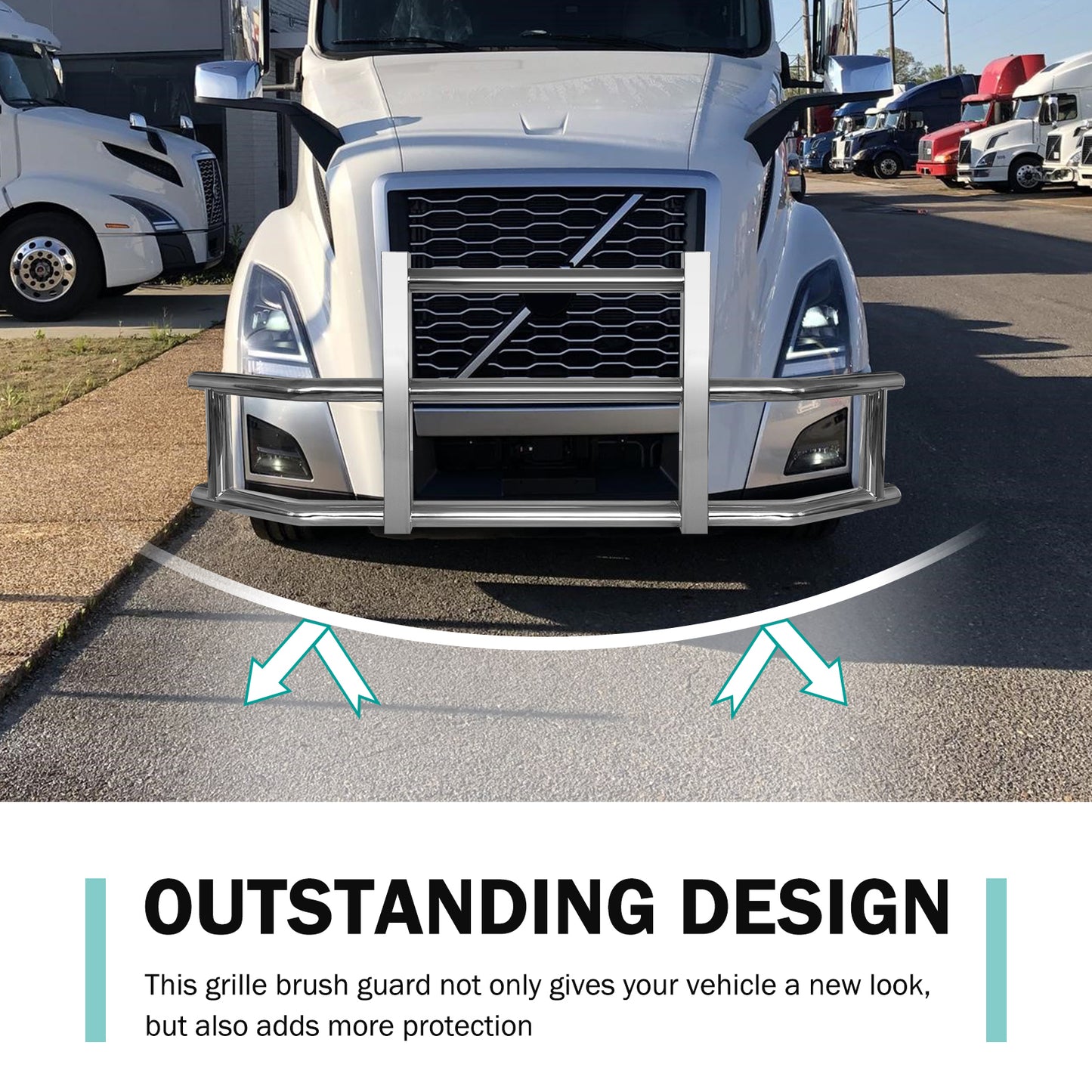Stainless Steel Deer Guard Bumper for Volvo VN/VNL 2018-2022 with brackets