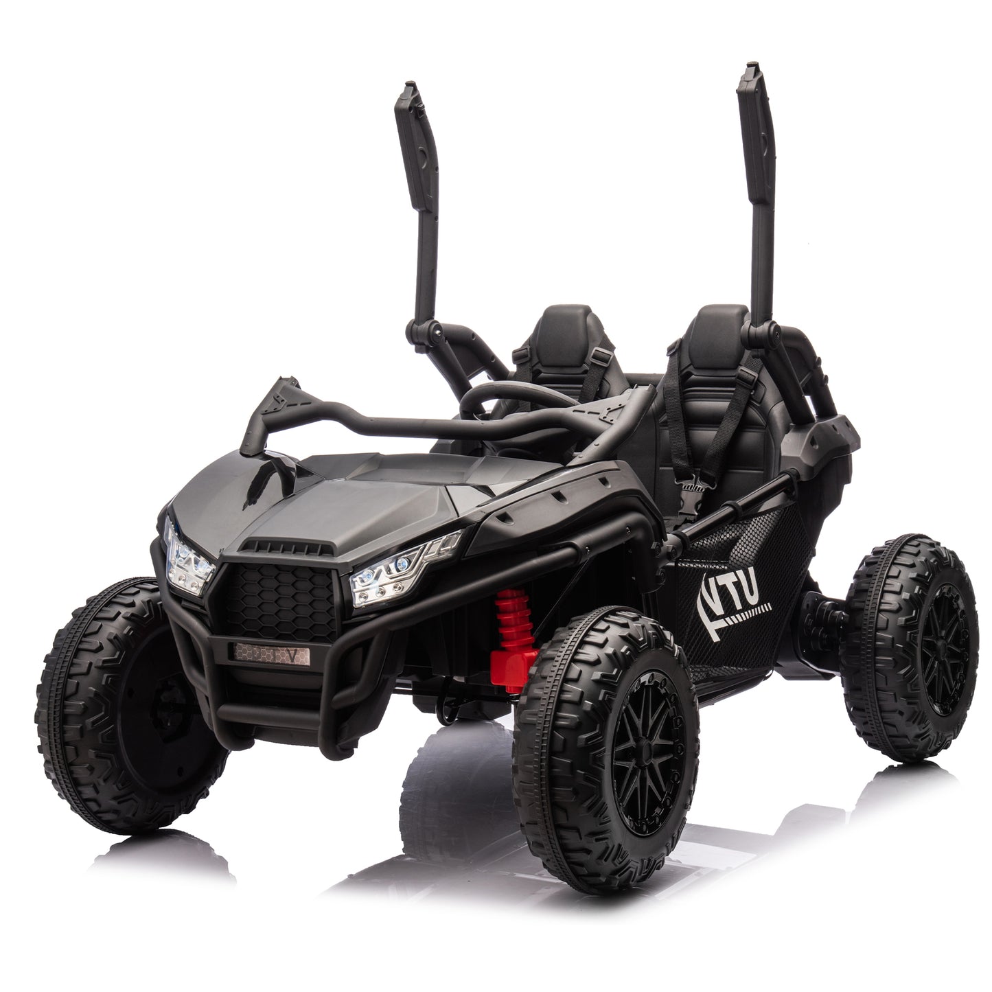 24V Two-seater Kids Ride On UTV w/Parents Control,20in seat width,400W Super high power,Four-wheel Suspension,Bluetooth,MP3,USB,LED Light,Horn,Rear storage space,Speeds 3.73-4.97MPH For Kids aged 3+.