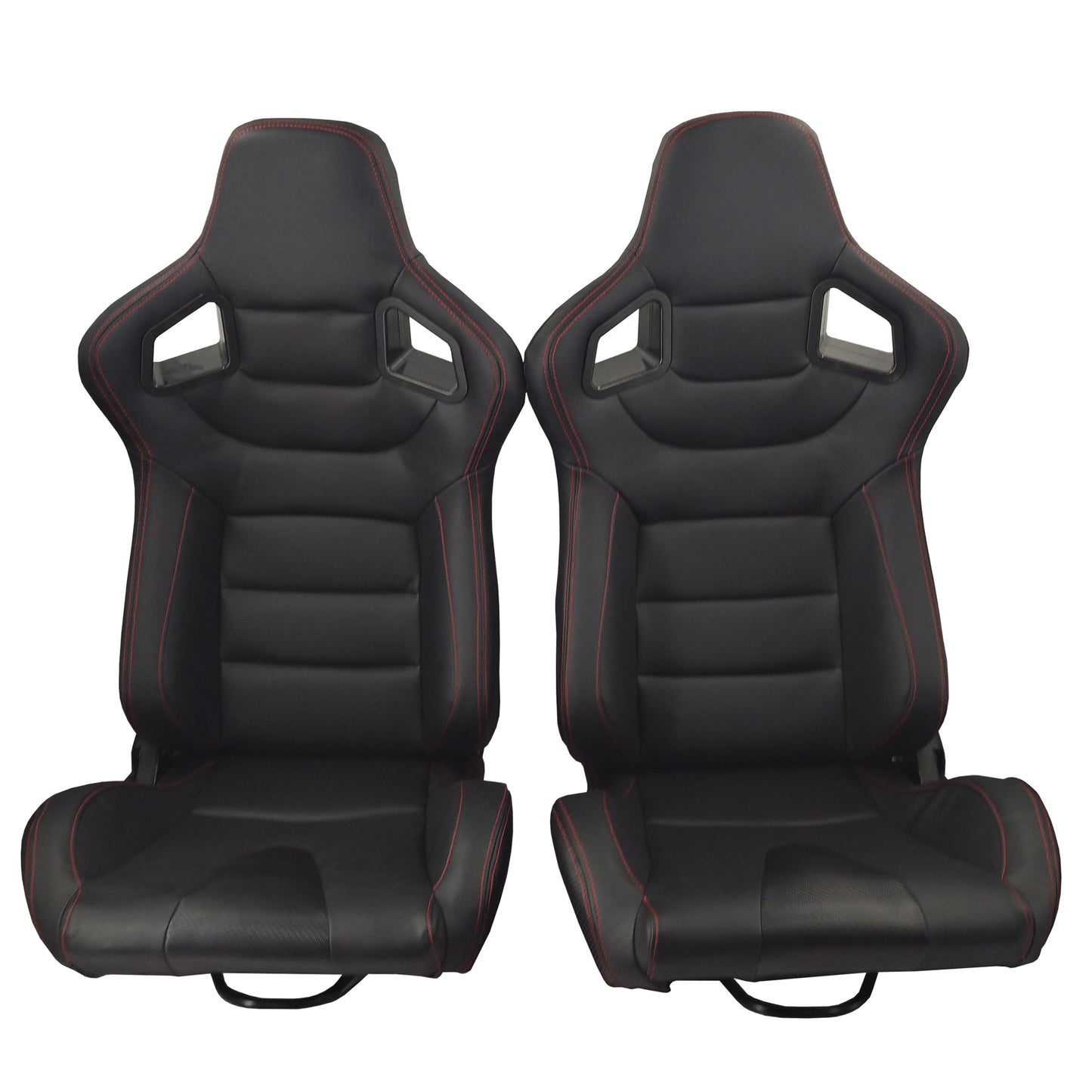 RACING SEAT ALL BLACK SIMULATOR LEATHER WITH DOUBLE SLIDER 2PCS