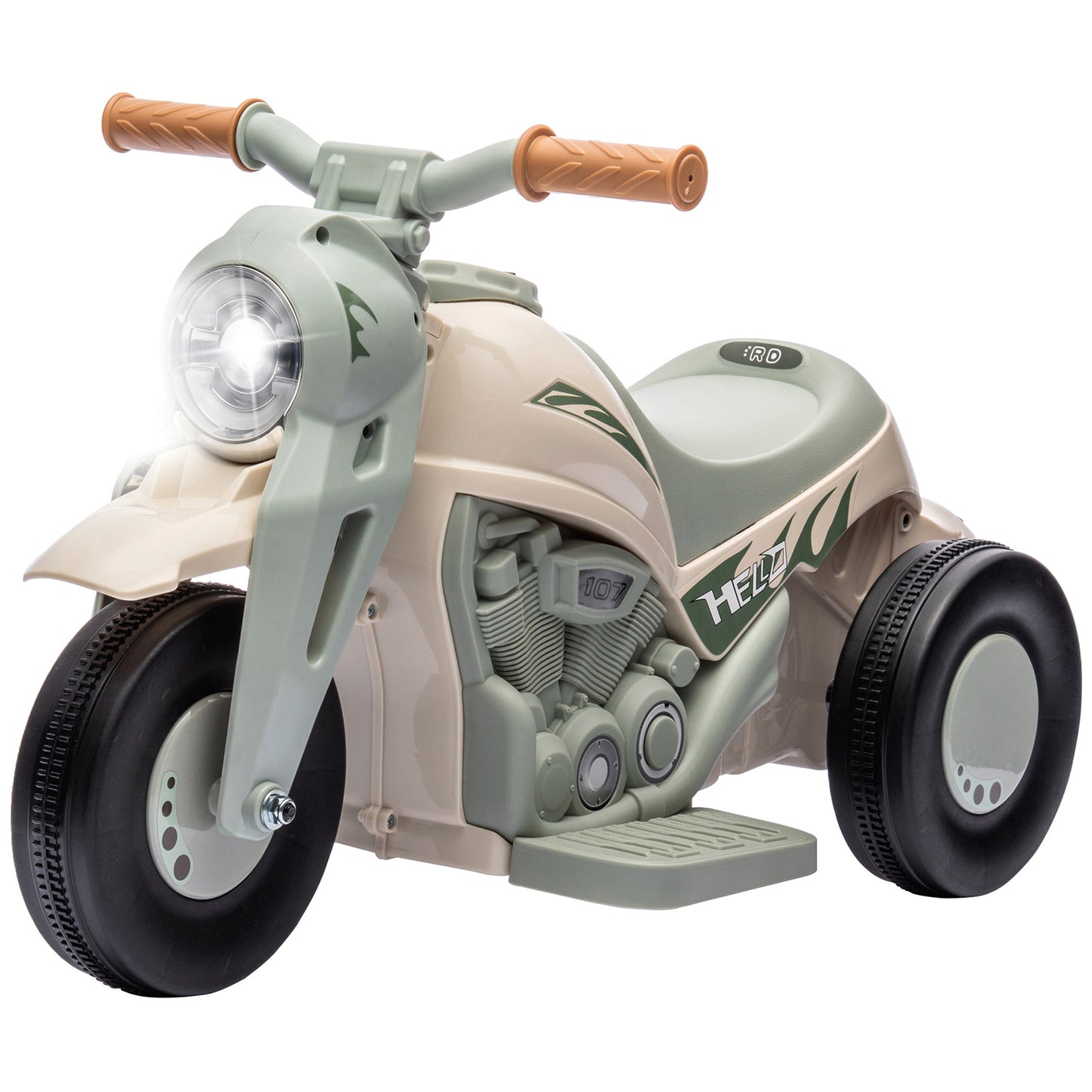 Qaba Ride on Bubble Car, 6V Kids Motorcycle, 3 Wheeled 2 MPH Electric Motorbike for Toddler with LED Headlight, Music, Forward & Reserve, Cream White
