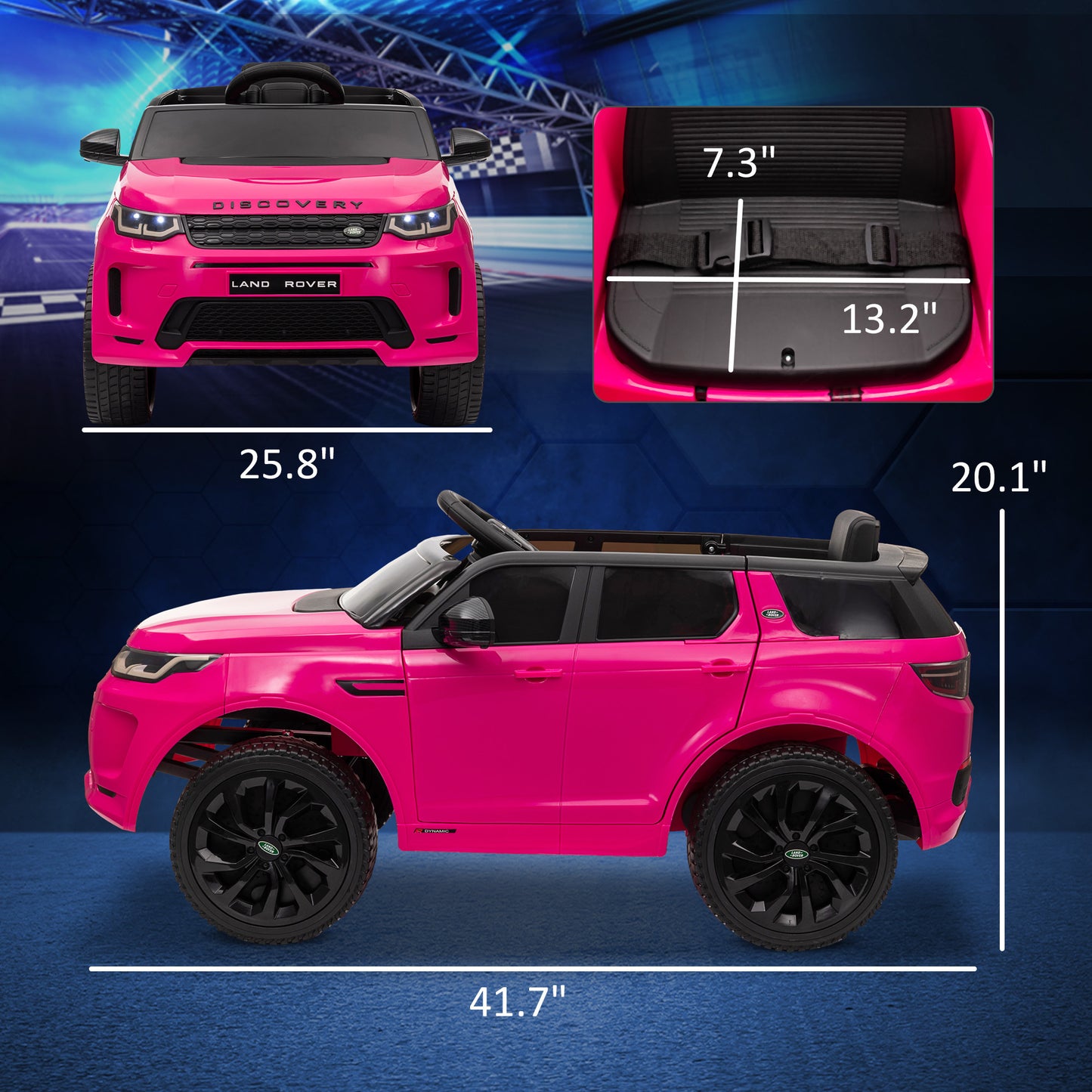 Qaba Land Rover Discovery Sport Licensed 12V Kids Ride on Car, Battery Powered Kids Electric Car with Remote Control, Soft Start, LED Lights, Music Horn, 3 Speeds, Pink