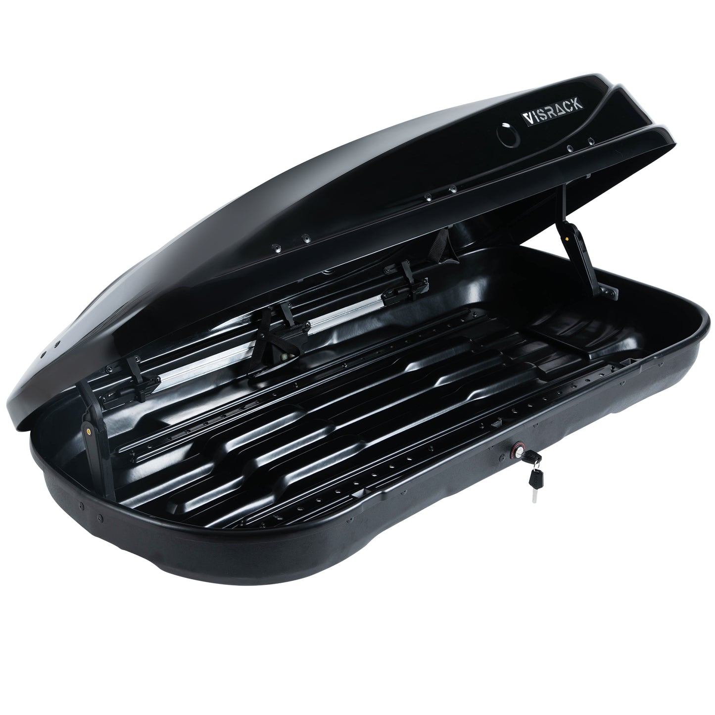VISRACK Hard Shell Roof Cargo Carrier with Security Keys, Roof Box, Cargo Box, 56 (L) x 30 (W) x 13.7(H) Inches, 13 Cubic Feet (Tool-Free Install), BLACK