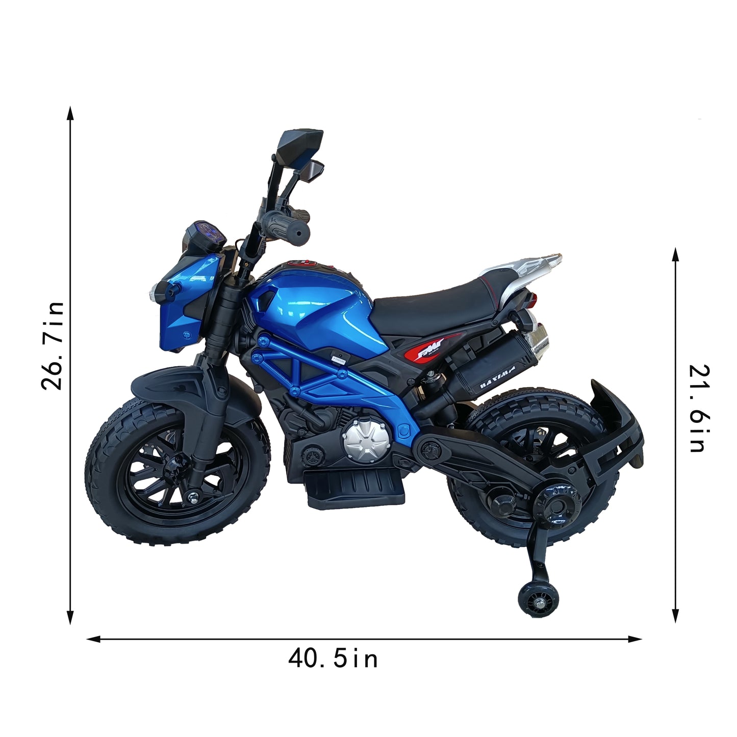 Electric Motorcycle for Kids, kids ride on motorcycle, 12V Electric Dirt Bike with Training Wheels, Hand Racing Foot Brake,PU seat, Ride on Motorcycle for 3~6 years Boys Girls gift