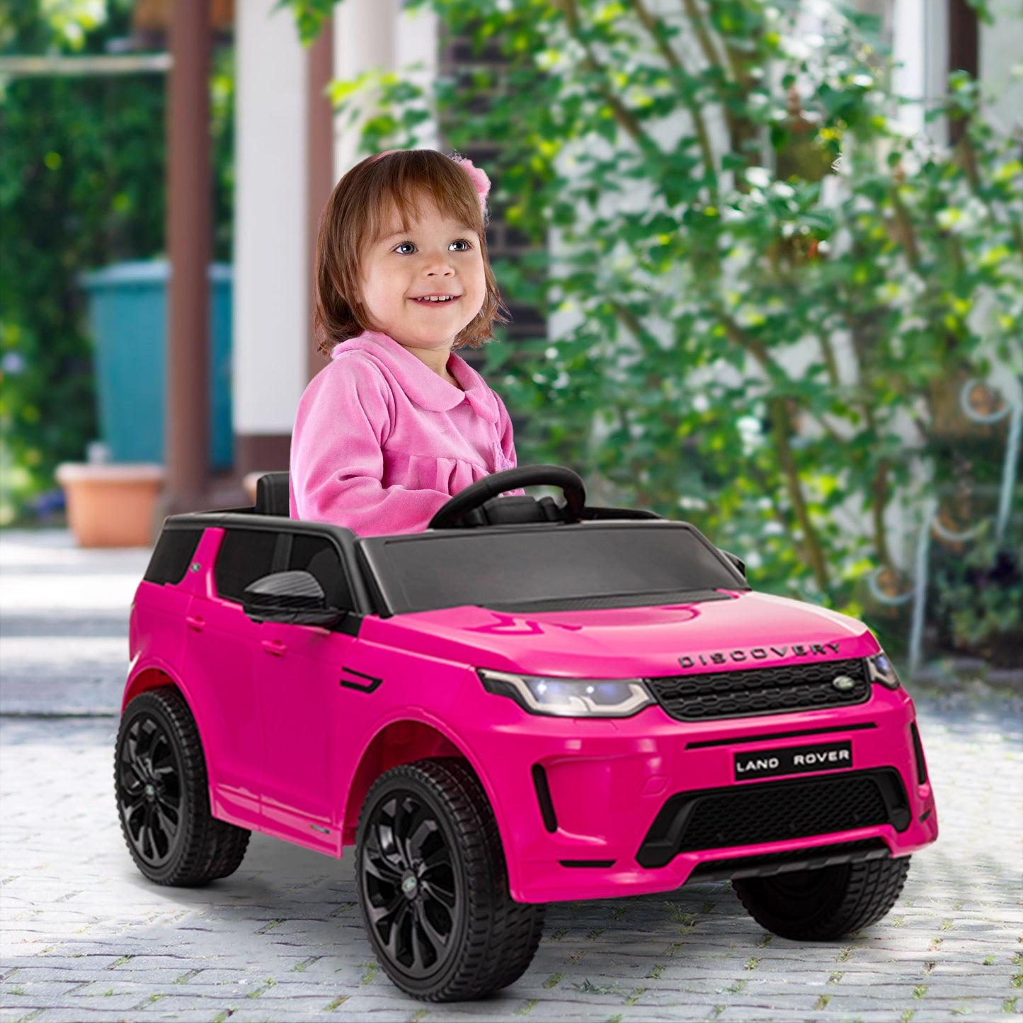 Qaba Land Rover Discovery Sport Licensed 12V Kids Ride on Car, Battery Powered Kids Electric Car with Remote Control, Soft Start, LED Lights, Music Horn, 3 Speeds, Pink