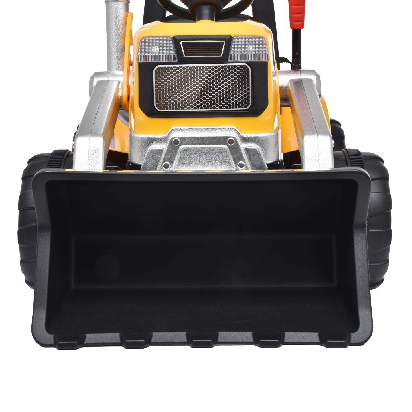 Kids Ride on Tractor with Trailer, 12V Battery Powered Electric Excavator for Kids with Remote Control, Excavator Toy with 3-Gear-Shift, Music Player, Exhaust Pipe & Bright Headlight, Yellow